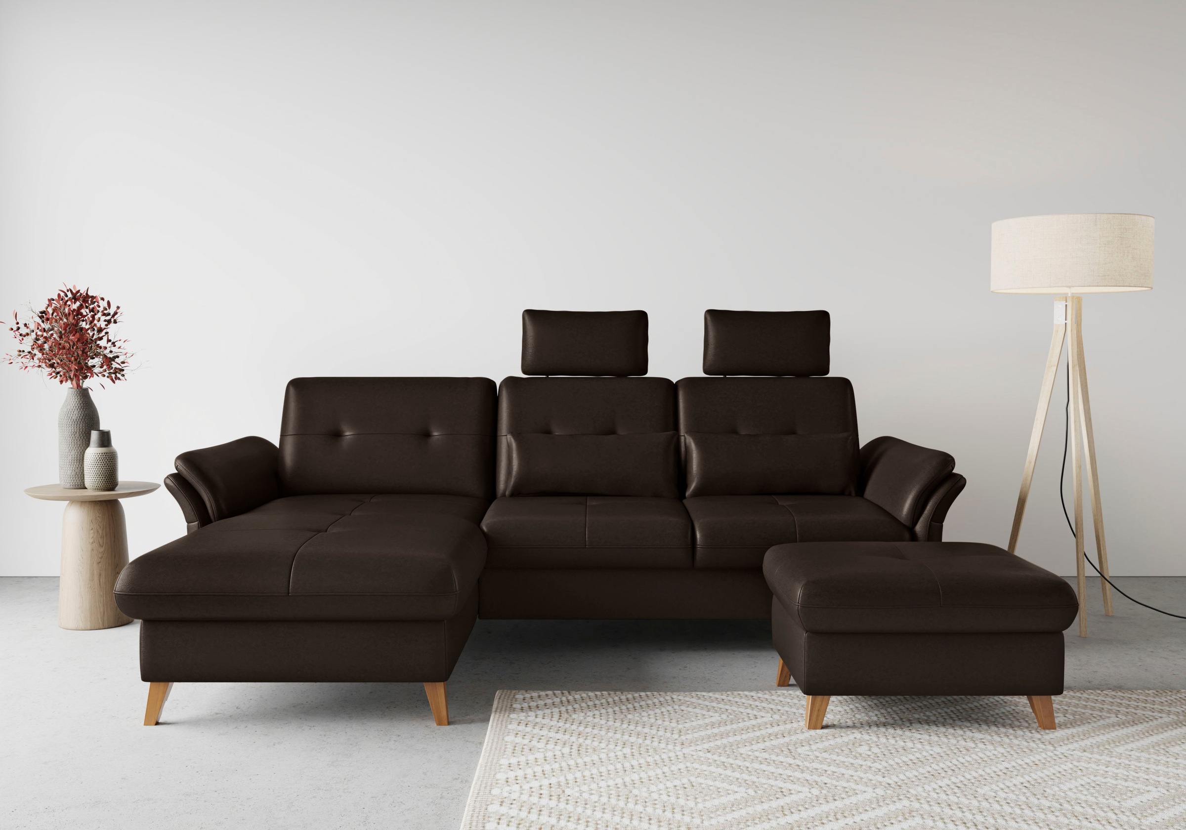 sit&more Ecksofa »Göteborg«, Sitztiefenverstellung und Federkern, wahlweise mit Bettfunktion