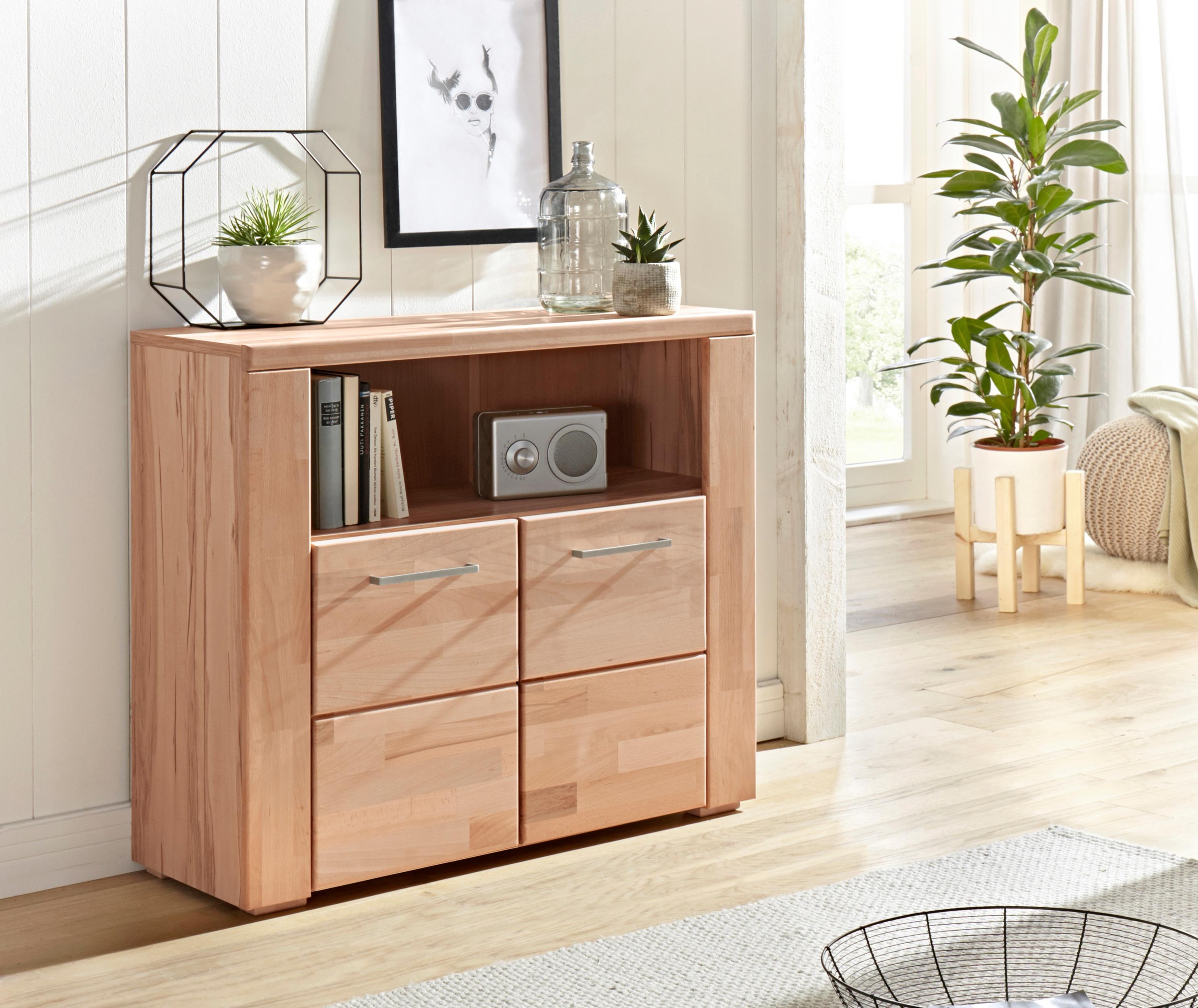 Home affaire Kommode »Celle,90cm breit,35 cm tief, Fronten Massivholz«, Hol günstig online kaufen