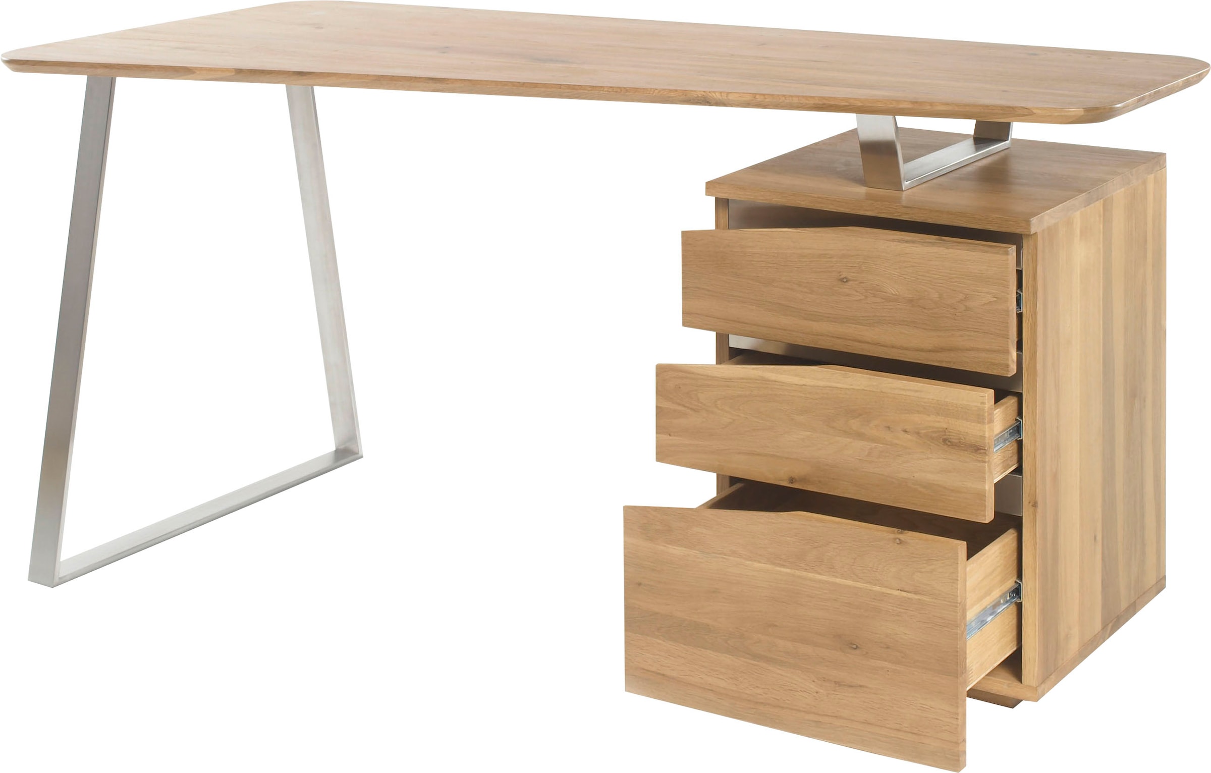 MCA furniture Schreibtisch »Tori«, Asteiche Massivholz geölt, mit 3 Schubladen, Breite 150 cm