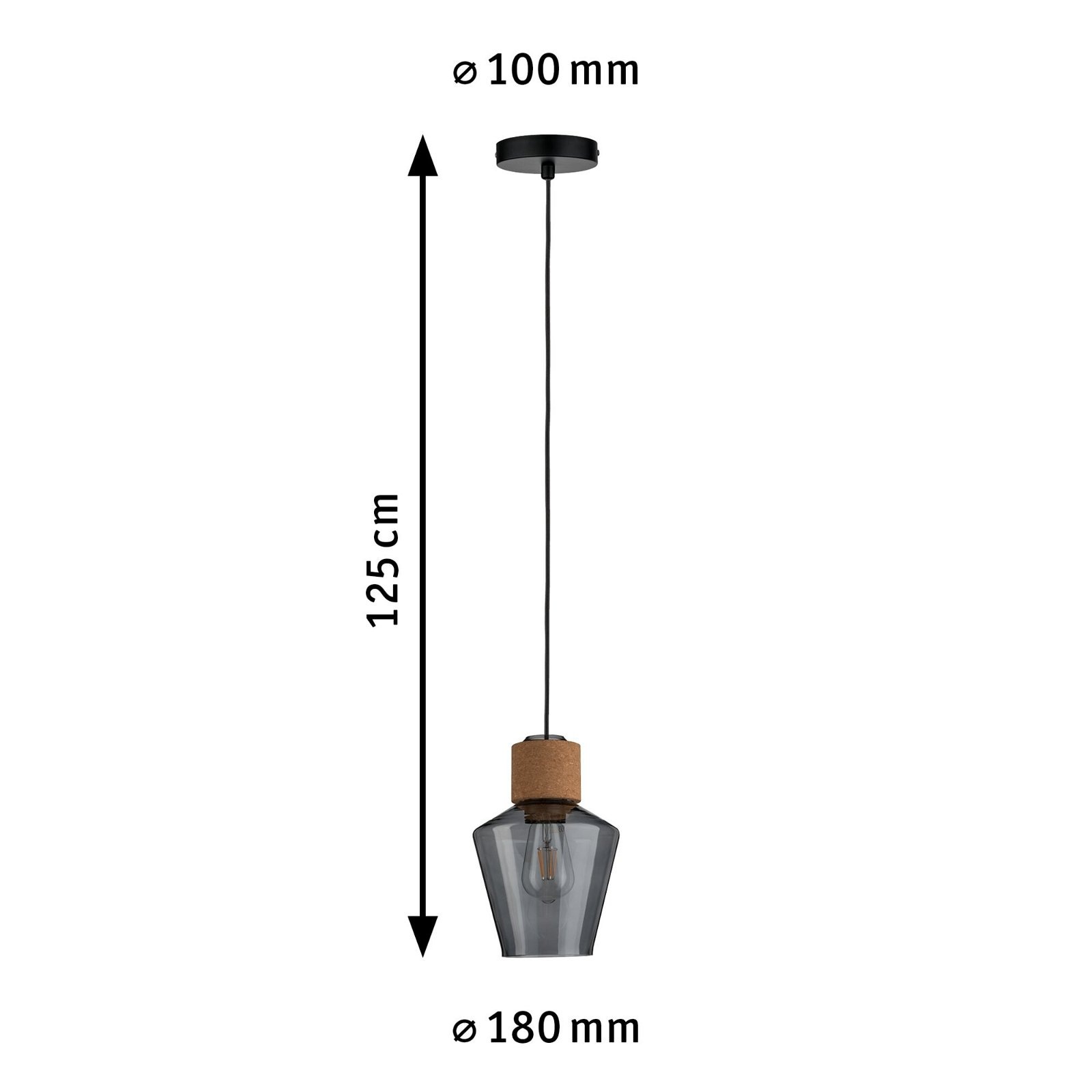Paulmann Pendelleuchte »Neordic Edla max. 1x20W Rauchglas/Kork/Schwarz 230V«, 1 flammig, Leuchtmittel E27 | ohne Leuchtmittel, E27