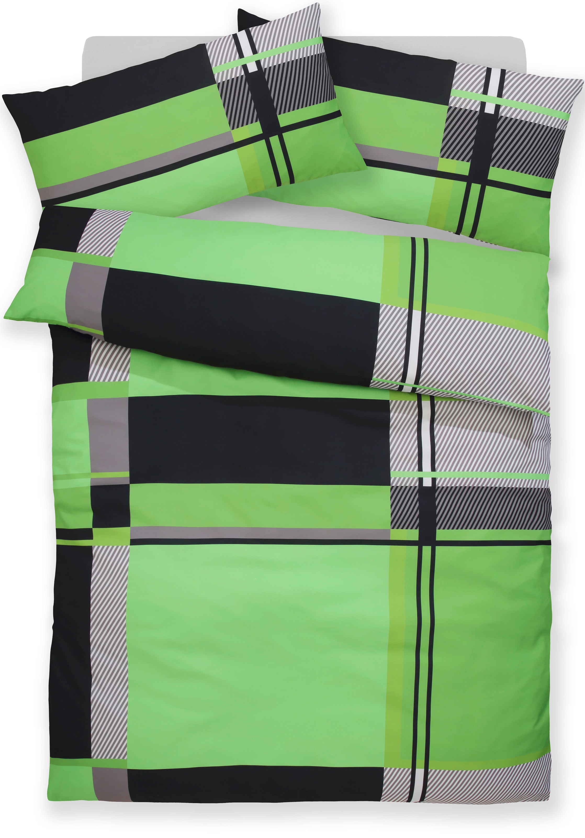 MY HOME Bettwäsche »NINA, in verschiedenen Qualitäten« 2 tlg. in den Größen: 135x200 oder 155x220 cm grün Obermaterial: 100% Polyester B/L: 135 cm...