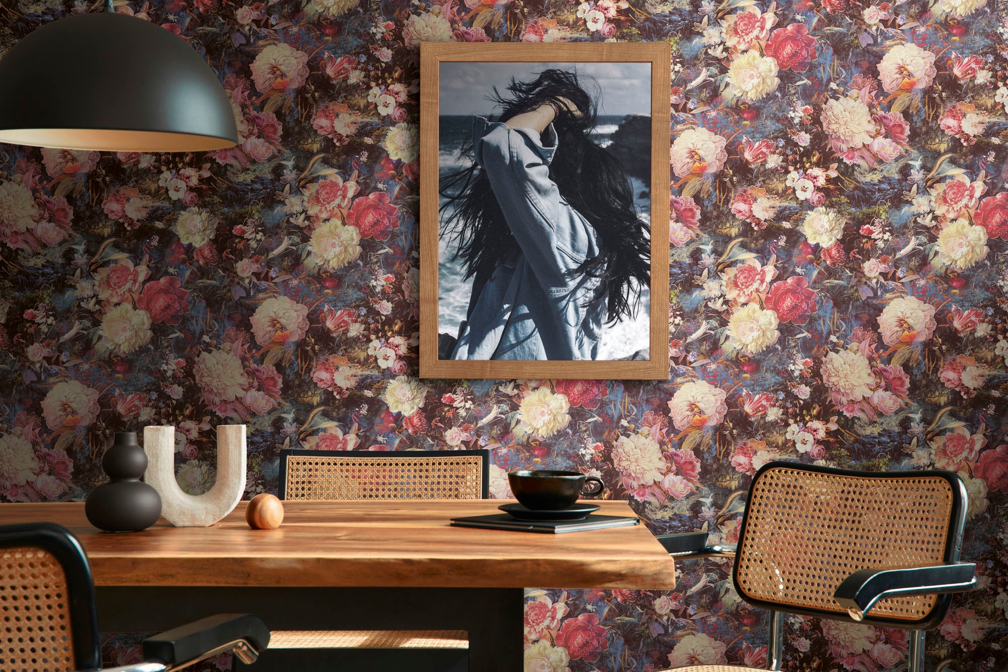 A.S. Création Vliestapete »THE BOS Blumentapete Floral«, leicht glänzend-gemustert-abstrakt, Blumenwand Tapeten Wohnzimmer Schlafzimmer Küche modern Design Optik