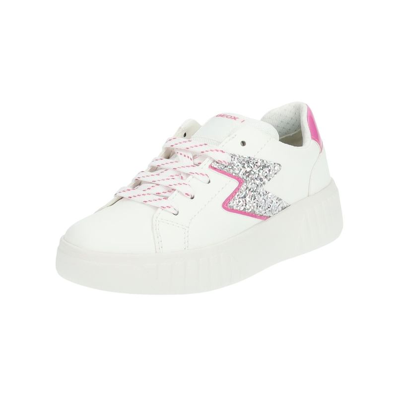 GEOX Sneaker »Sneaker Lederimitat/Mesh« Weiß/Pink 35 35 Verschluss: Schnürung