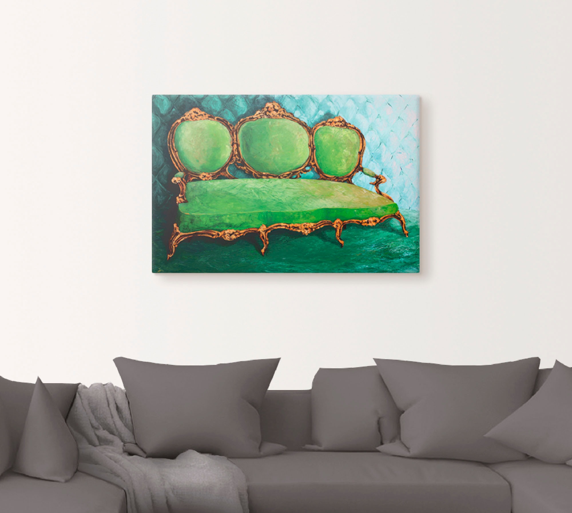 Artland Wandbild »Sofa grün« Innenarchitektur 1 Stk. tlg. als Leinwandbild, günstig online kaufen