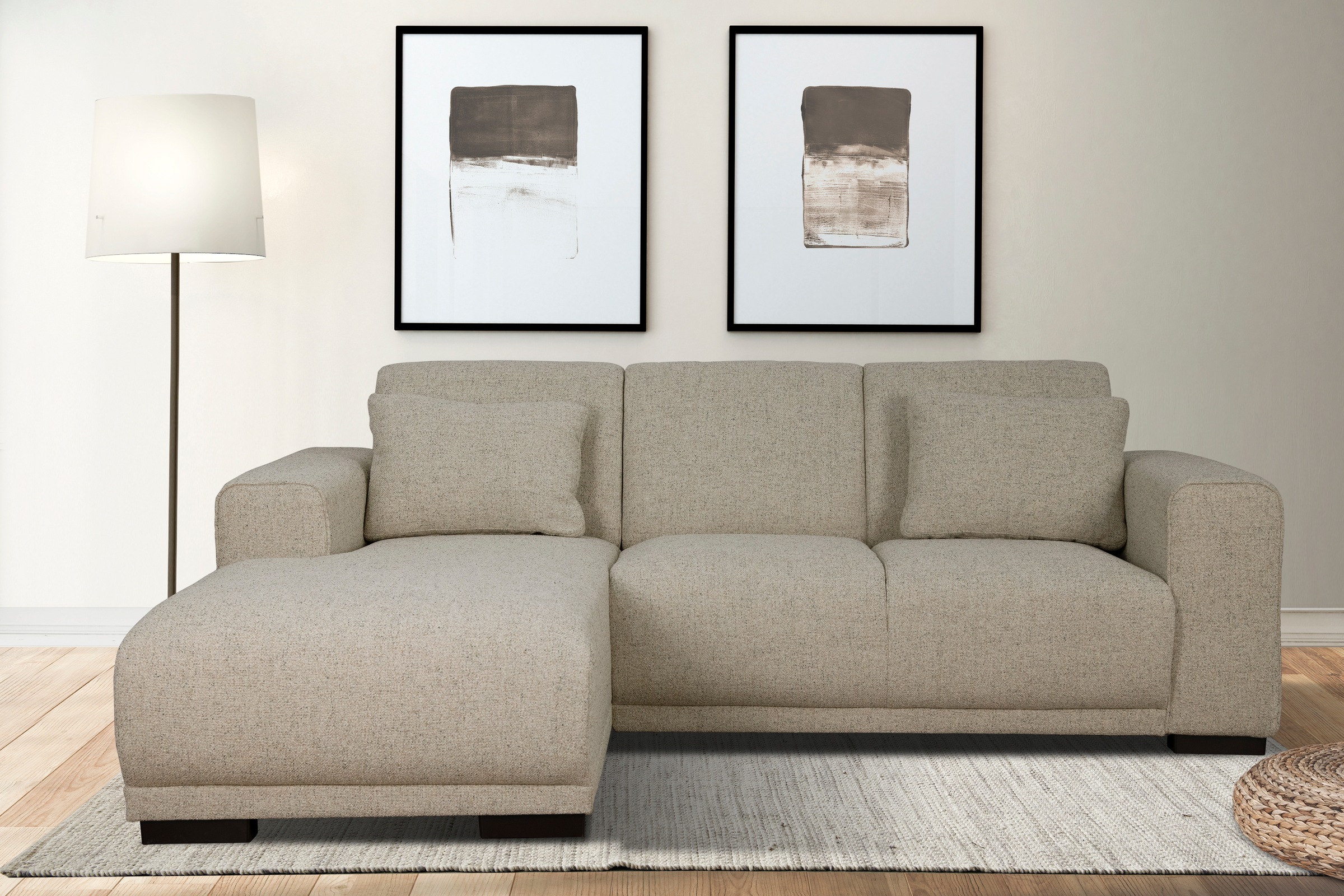 Home affaire Ecksofa »BORNHOLM L-Form mit Recamiere, Maße B/T/H: 234/162/85 cm«, Recamiere links oder rechts bestellbar, Wellenfederung, inkl. 2 Kissen