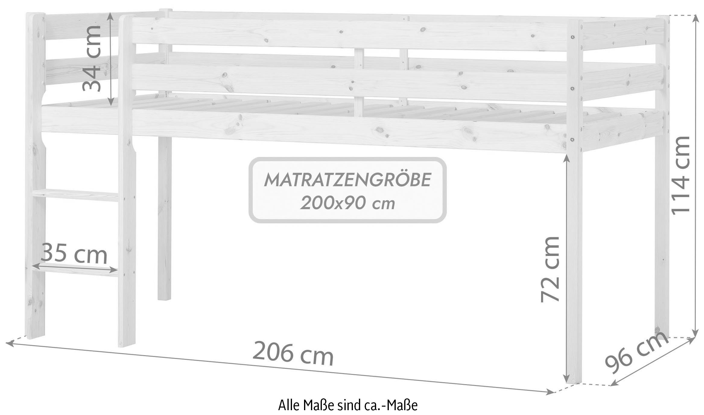 Hoppekids Spielbett »ECO COMFORT, Hochbett, in 2 Einzelbetten teilbar«, Höhe 72cm, Farbe & Größe & Matratze