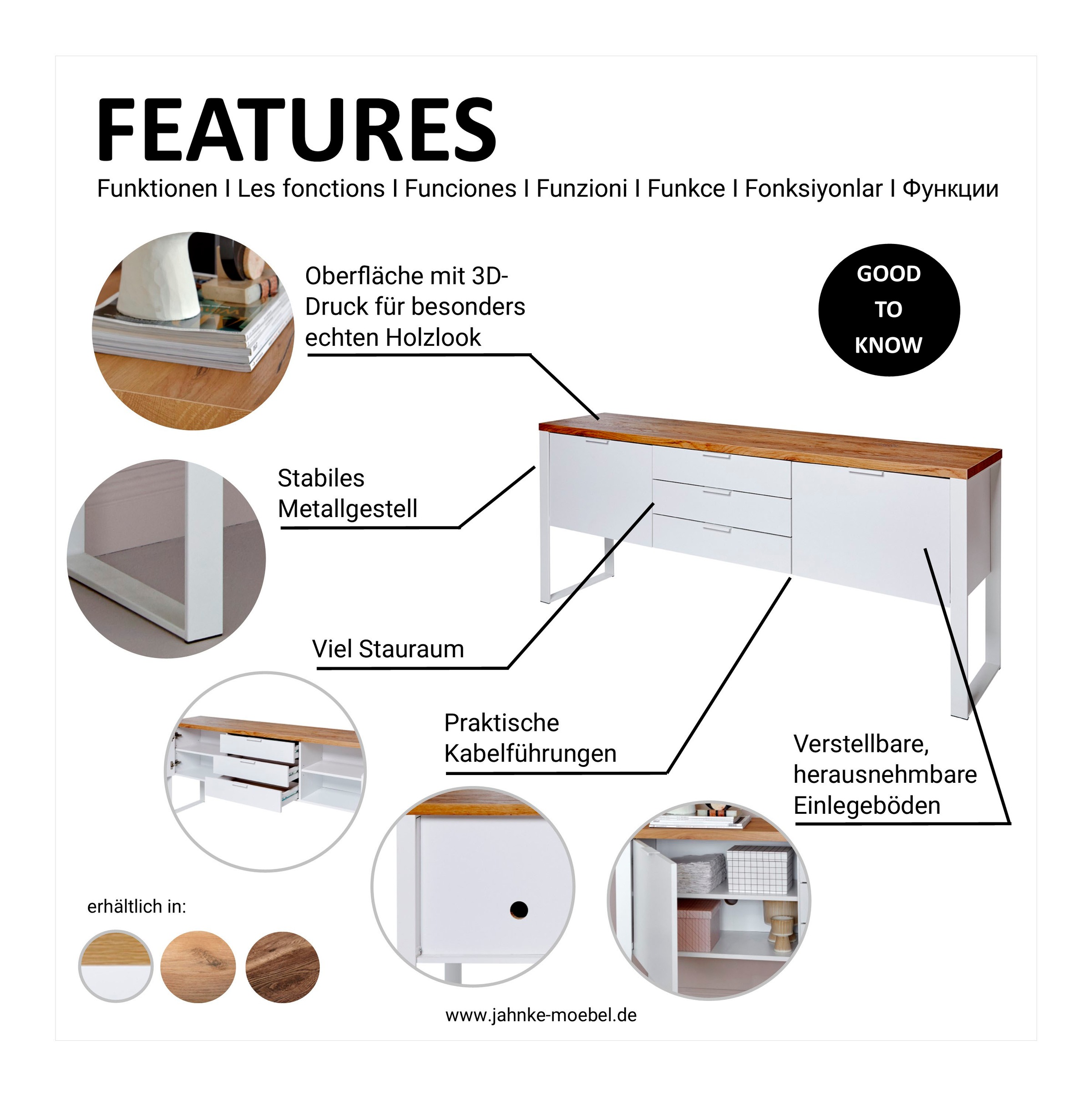 Jahnke Sideboard »LOOP«, Breite ca. 180 cm