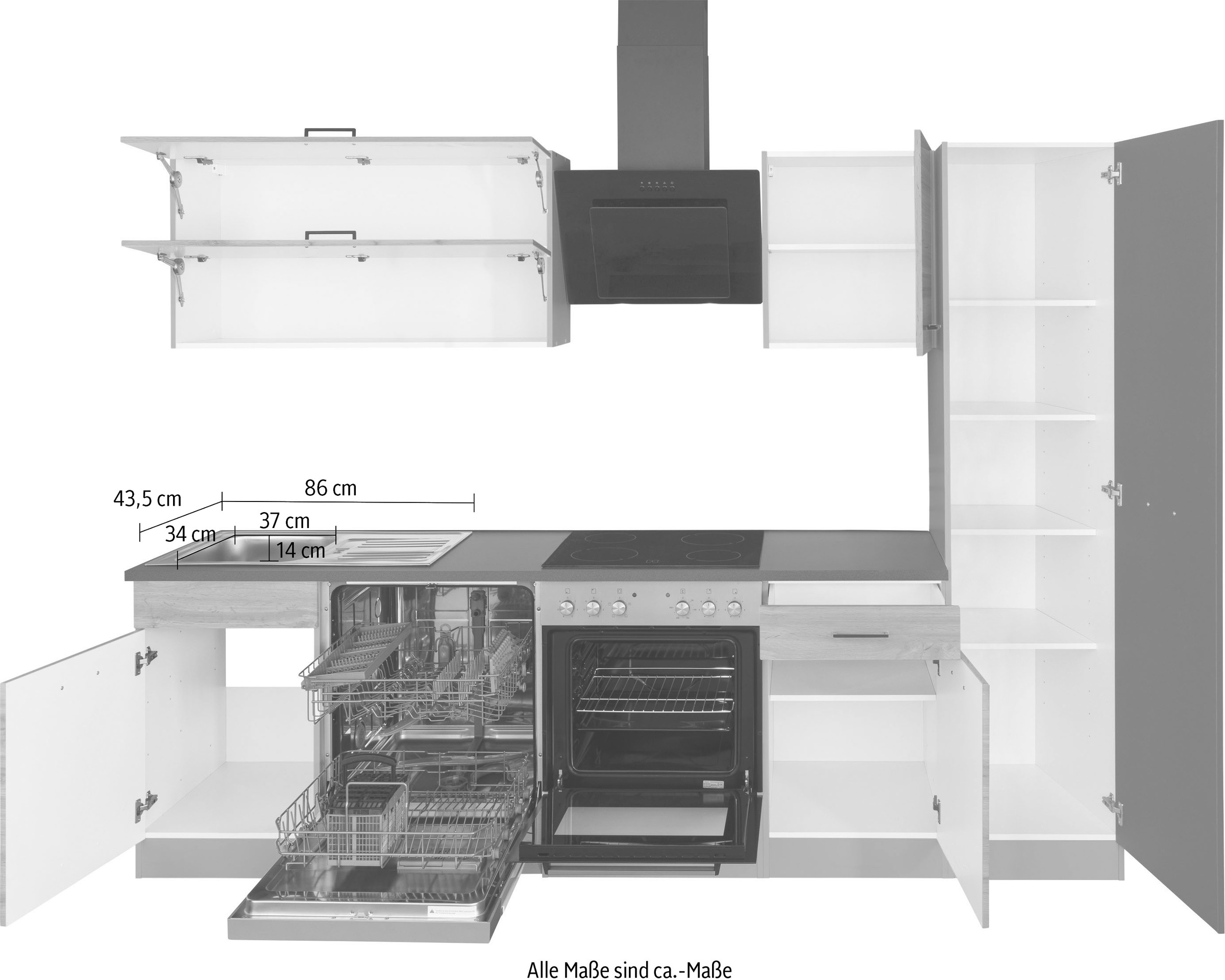 KOCHSTATION Küchenzeile »KS-Trier«, mit E-Geräten, Breite 270 cm