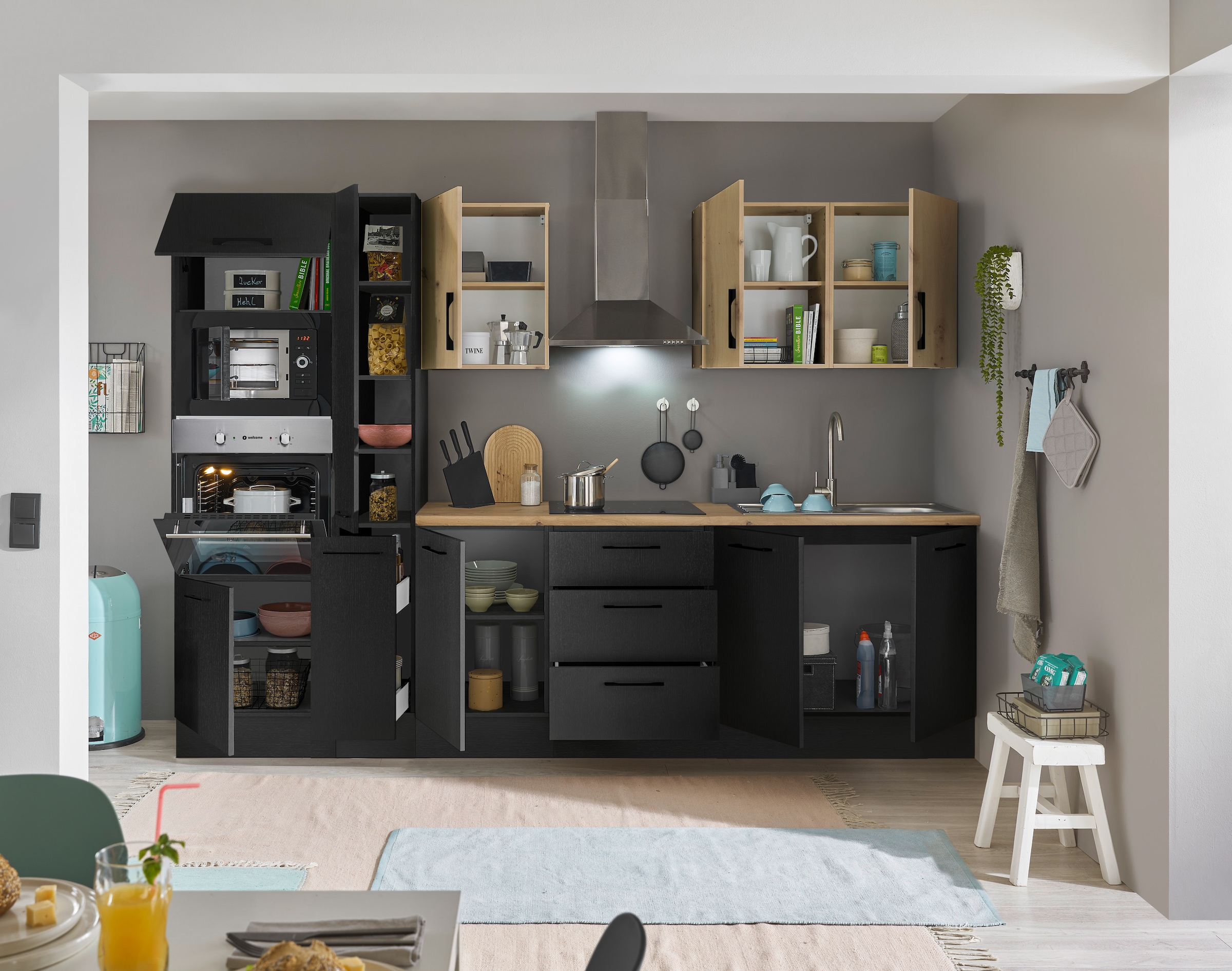 BASIC by Balculina Küchenzeile »Turin«, Breite 300 cm, wahlweise mit E-Geräten