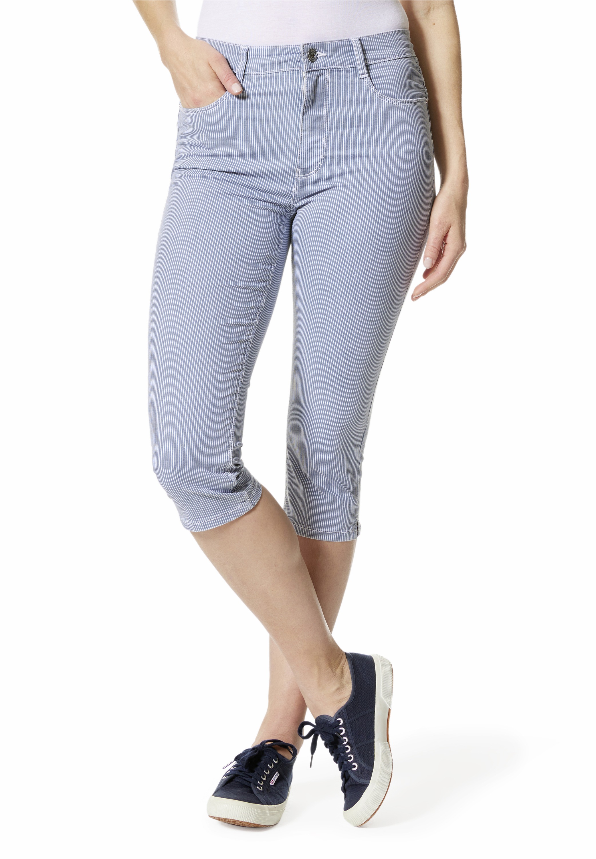 STOOKER WOMEN 7/8-Jeans »Stripe Capri Skinny Fit«, Skinny Fit Casual Clean Wash Denim Jeans Magic Shape Effekt für Damen