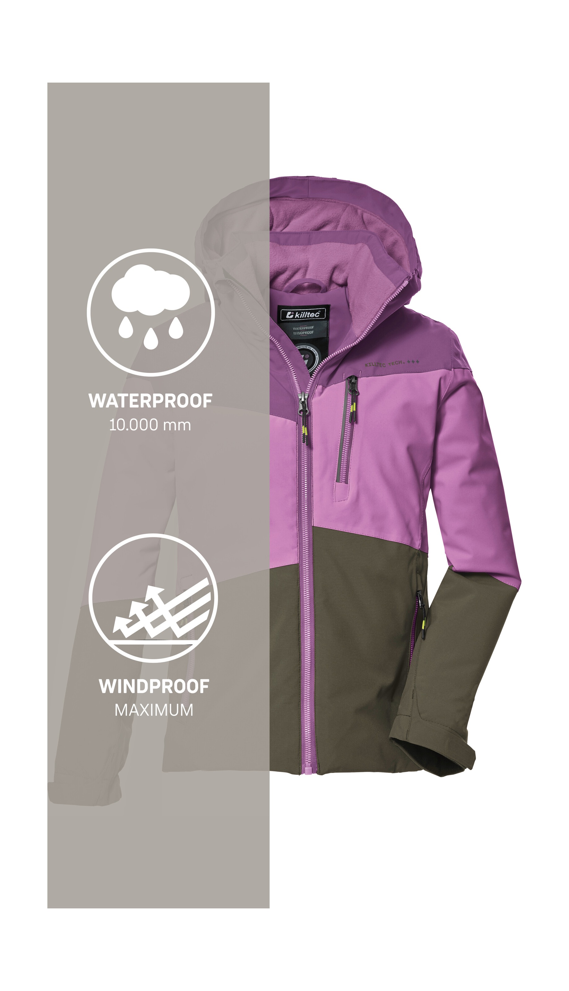 Killtec Outdoorjacke »KOW 170 GRLS JCKT«, Funktionsjacke mit Kapuze und Schneefang, wasserdicht