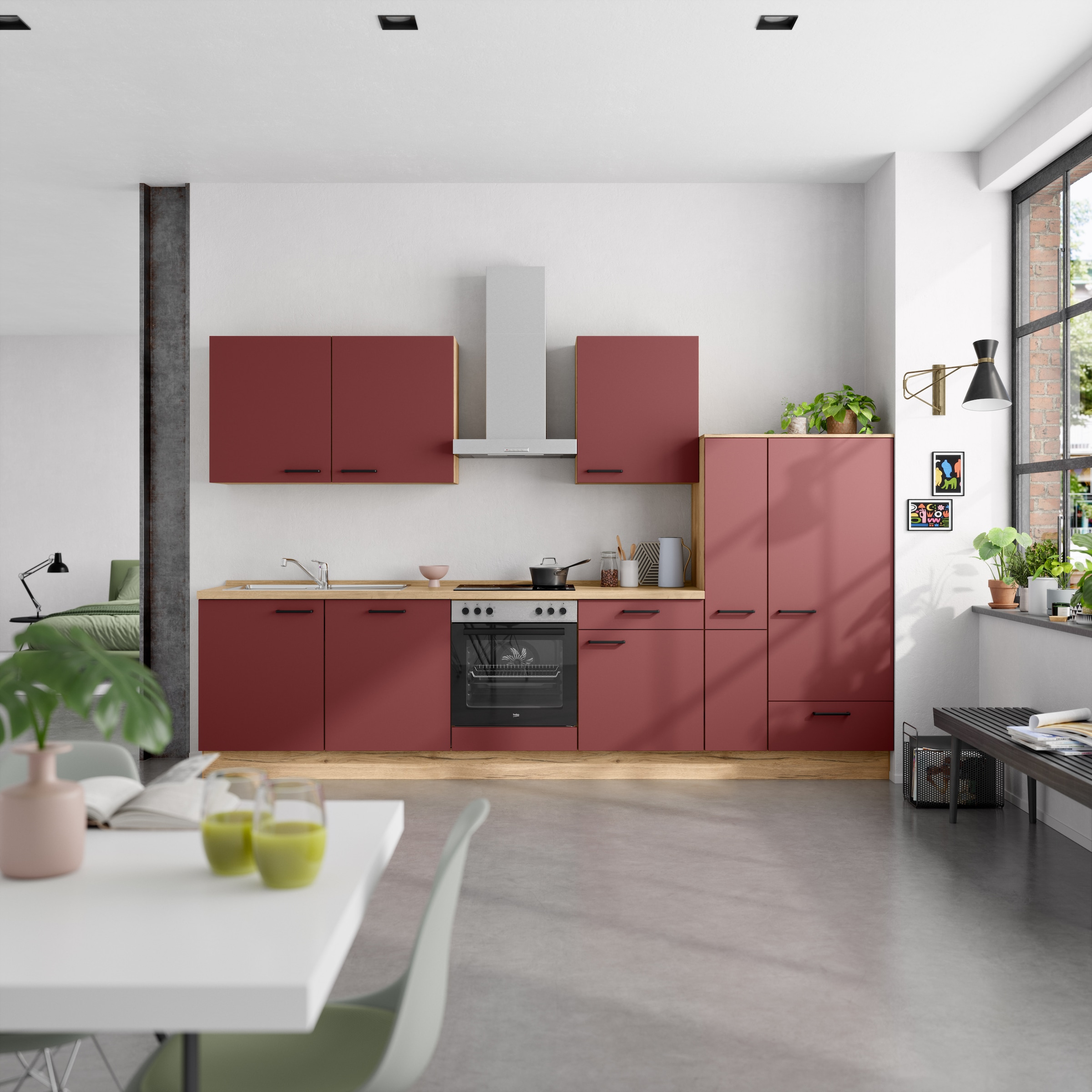 nobilia® Küchenzeile »"Easytouch I"«, vormontiert, Ausrichtung wählbar, Breite 330 cm, wahlw. mit E-Geräten
