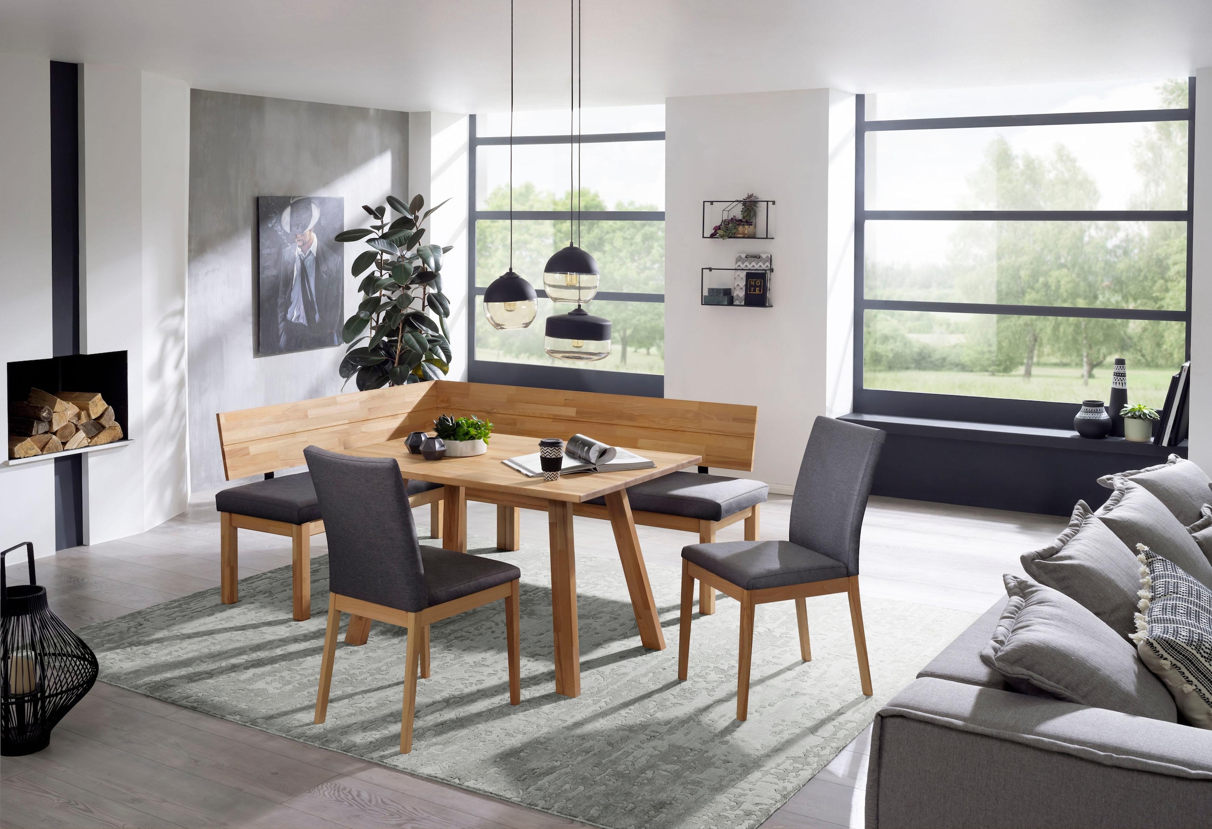 massivline&more Stuhl »Roberto«, (Set), 2 St., Polyester, Gestell aus Massivholz