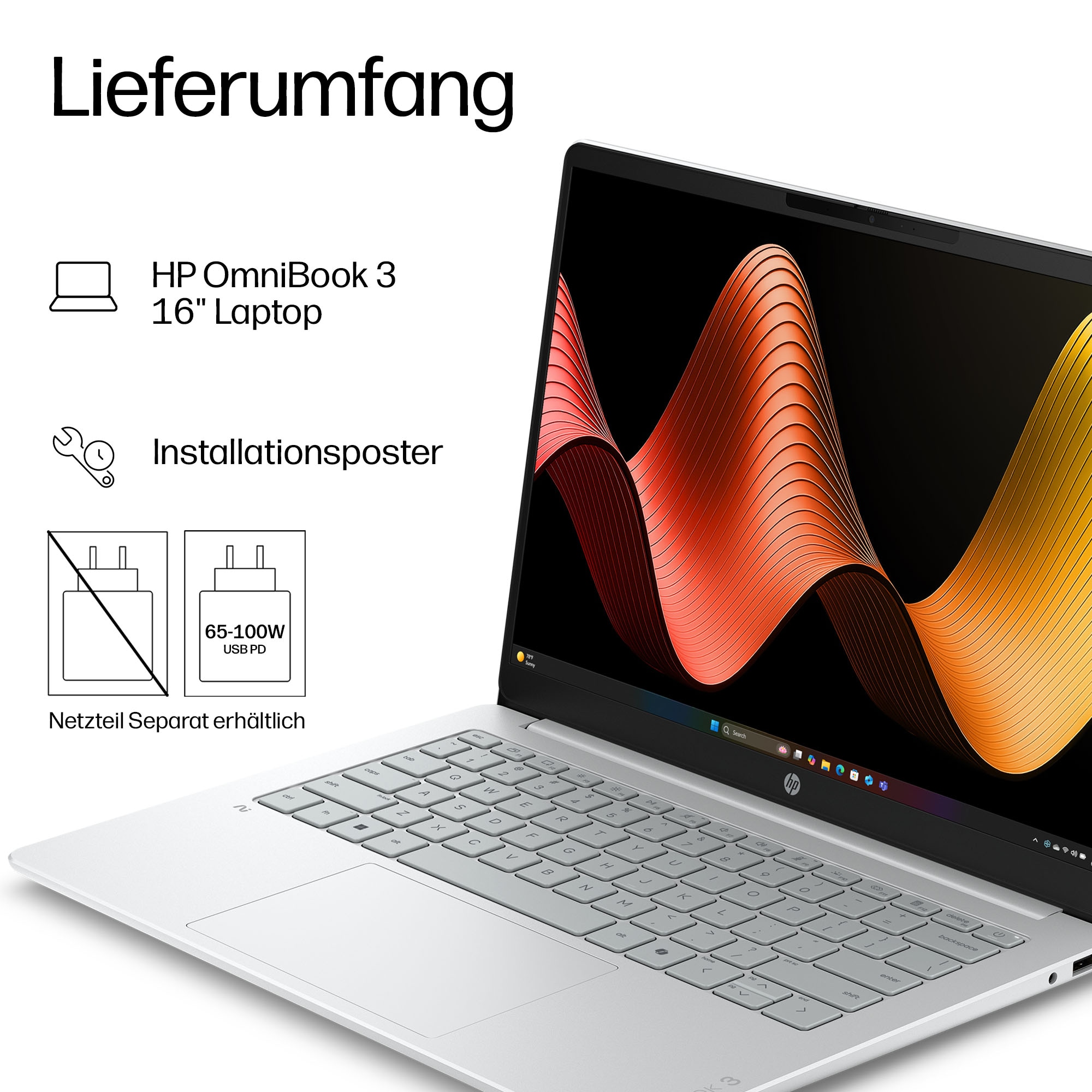 HP Notebook »OmniBook 3 16-bu0032ngx« 40,6 cm / 16 ″ Intel Core 3 Intel Graphics 256 GB SSD