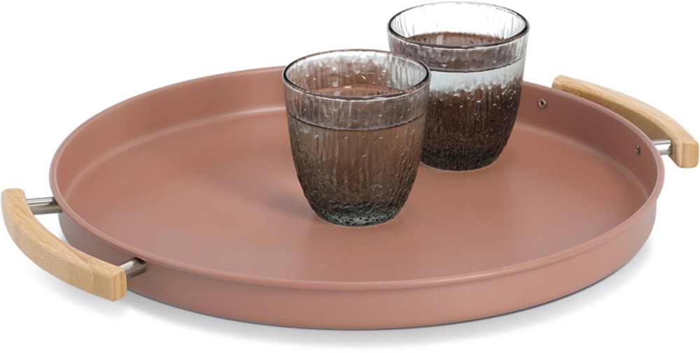 Zeller Present Tablett »Serviertablett, Metall/Gummibaum, mocca« Trendfarbe, perfekt zum Dekorieren