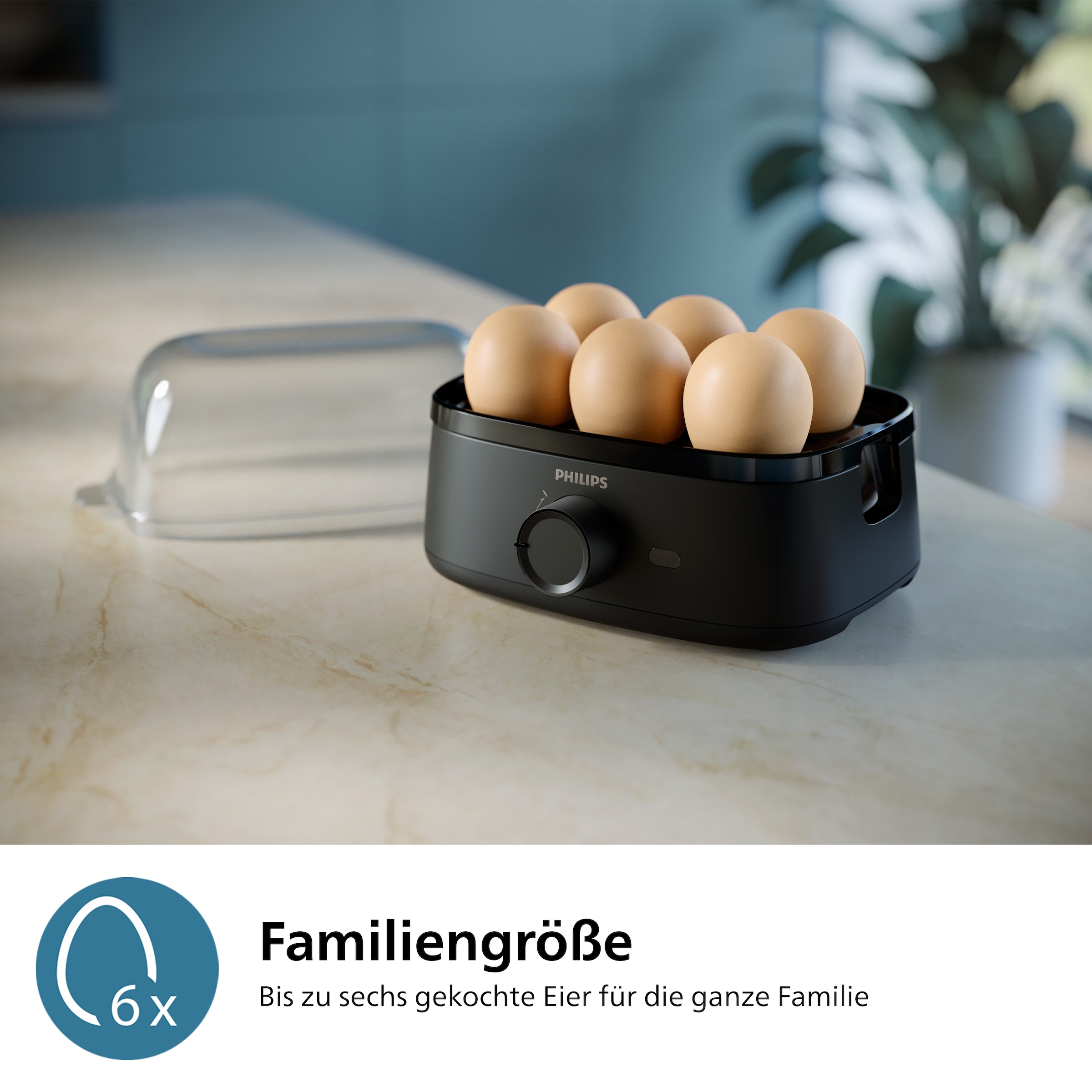 Philips Eierkocher »HD9137/90 3000 Series, Famieliengröße«, für 6 St. Eier, 400 W, mit dem Zubehör für pochierte Eier; verschiedene Kochstufen möglich
