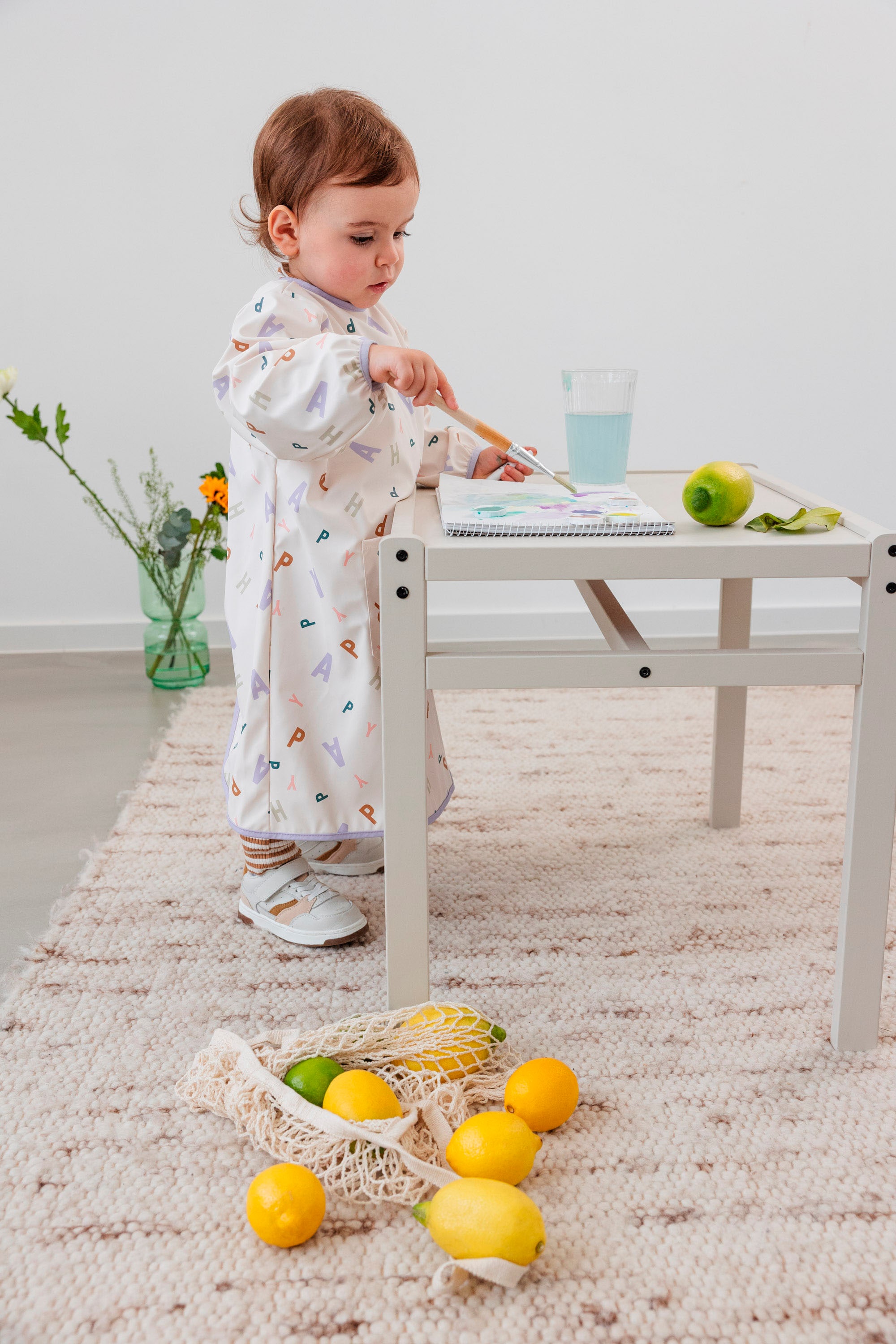 LÄSSIG Malschürze »Happy Fruits, light blue«, GOTS made with organic materials, zertifiziert durch BCS 27262