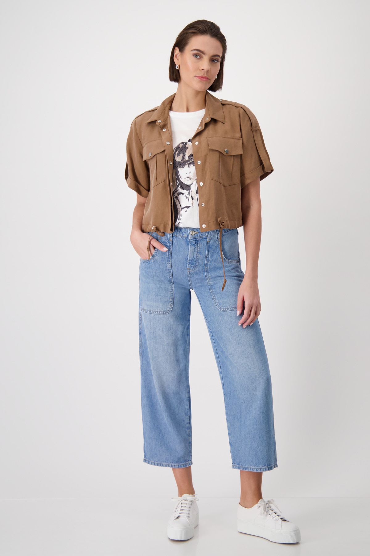 Monari Kurzblazer »Jacke Lyocellmix«, Mit Rundhalsausschnitt