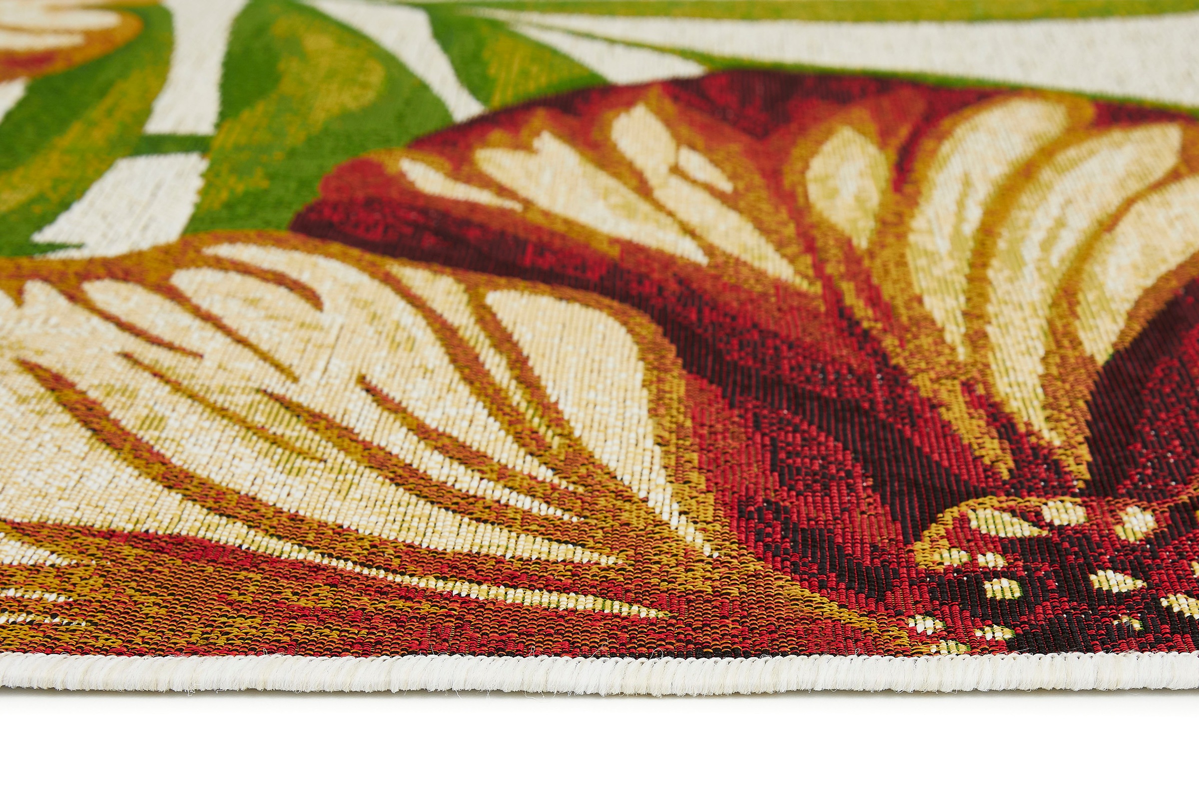 LUXOR living Teppich »Panama Blume, Made in Belgium«, rechteckig, 5 mm Höhe, Flachgewebe, modernes Design, Motiv Blumen, In- und Outdoor geeignet