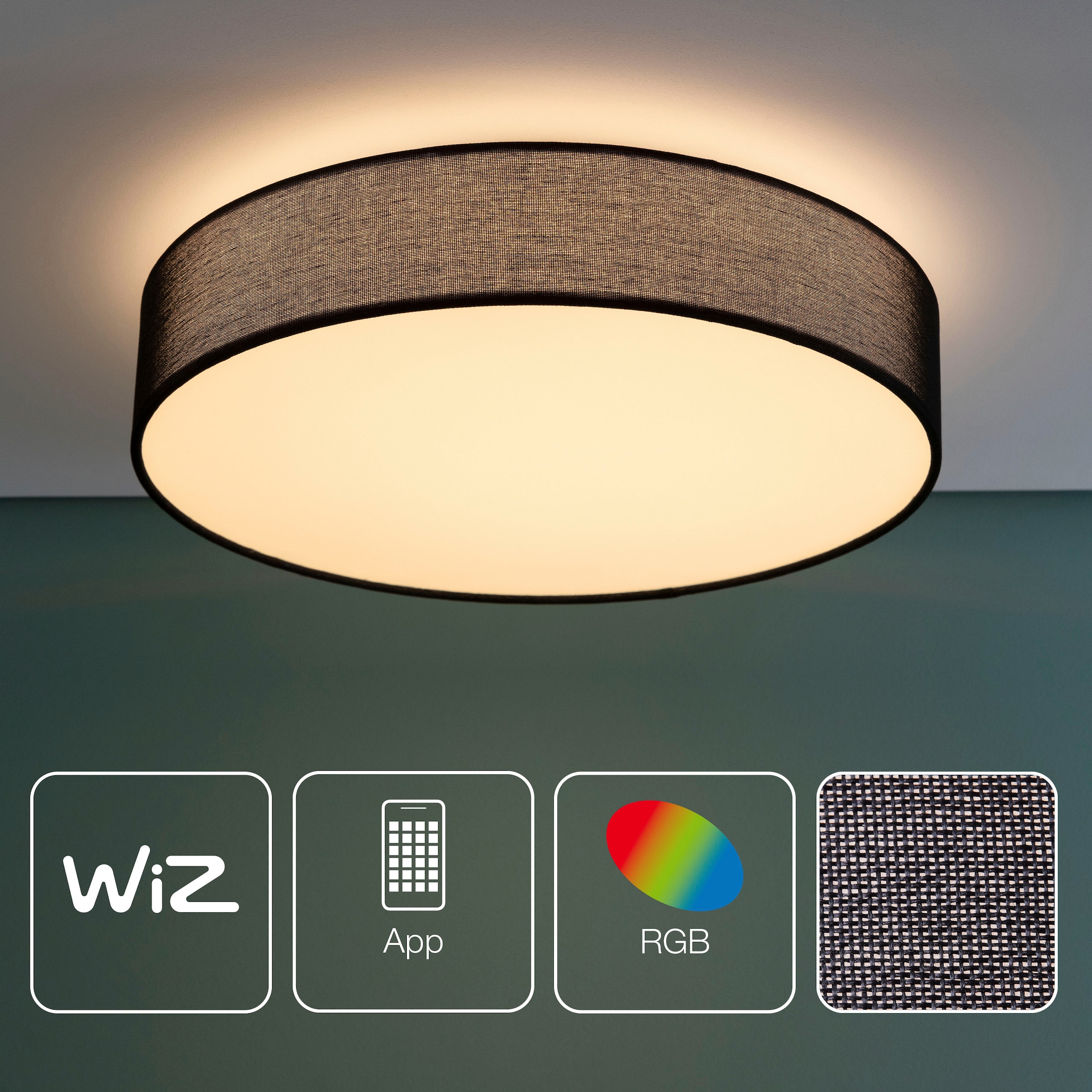 Brilliant Deckenleuchte »Penley«, 1 flammig-flammig, online Smart LED Farbwechsel 47cm RGB Home Ø mit dimmbar - - kaufen - Textilschirm
