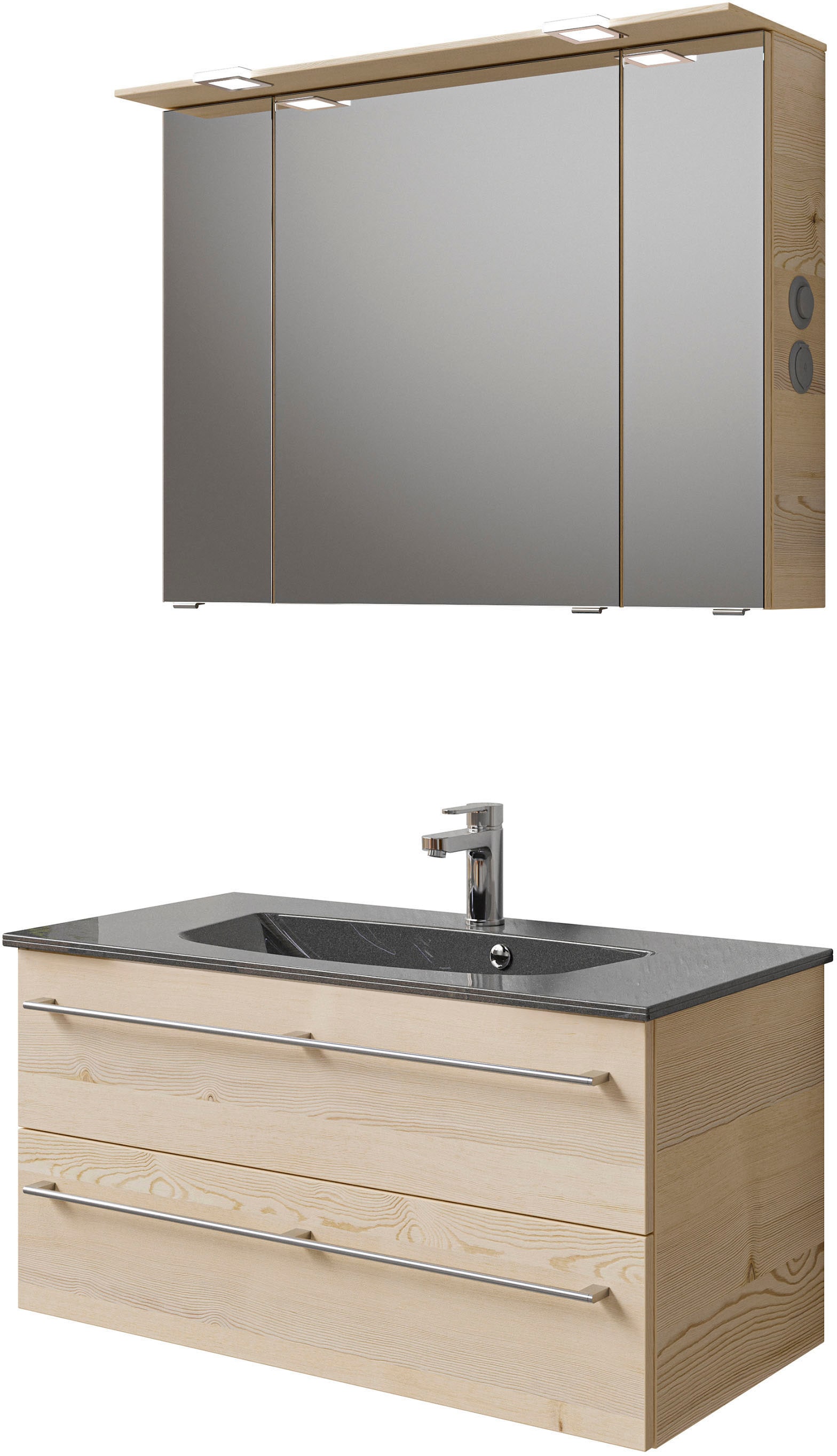 Saphir Badmöbel-Set »Serie 6025 2-teilig Mineralmarmor-Waschtisch mit LED-S günstig online kaufen