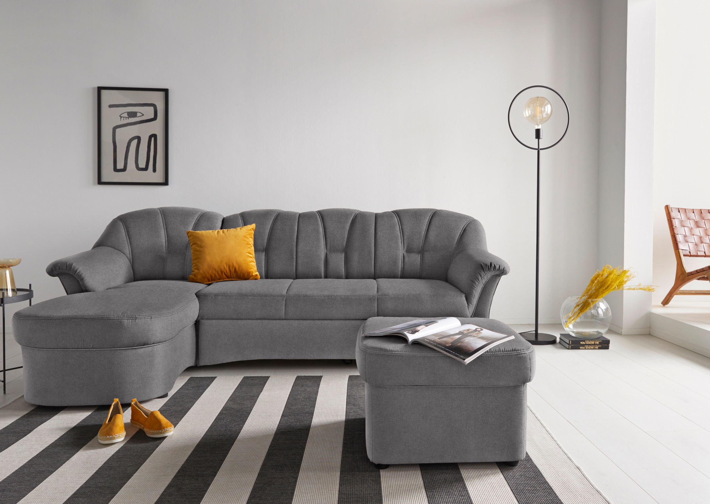 DOMO collection Ecksofa »Papenburg, zeitlose Rückensteppung, elegante Forme günstig online kaufen