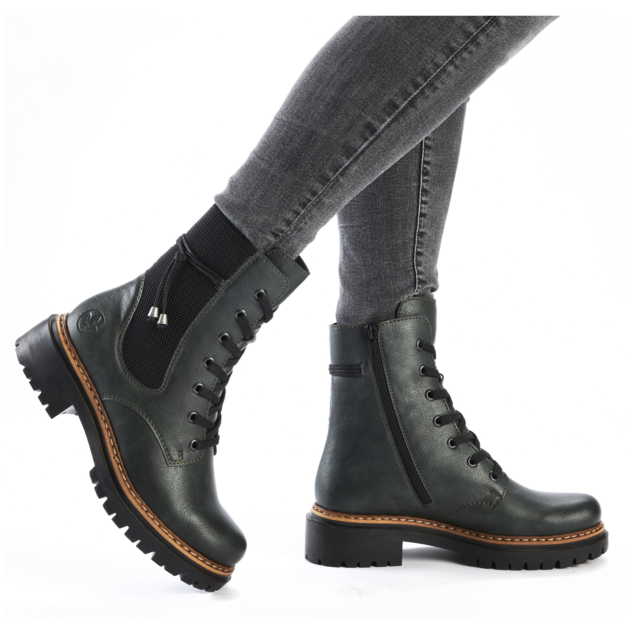 Rieker Winterstiefelette, Schnürstiefelette, Blockabsatz, Chelseaboots mit Innenreißverschluss