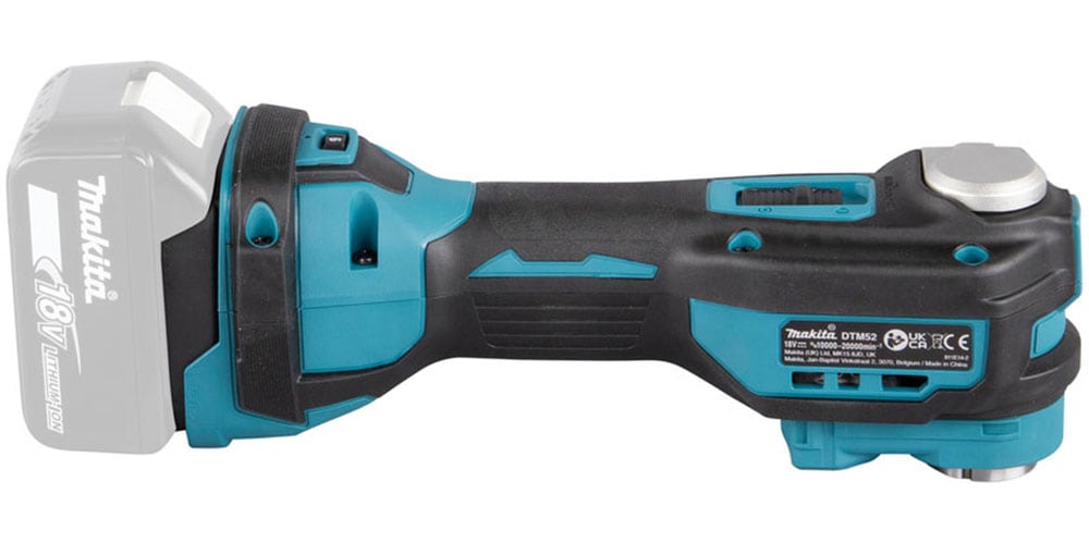 Makita Akku-Multifunktionswerkzeug »»DTM52ZJX2« 18V, ohne Akku und Ladegerät« 10.000-20.000 min⁻¹, vielseitige zum Sägen, Schleifen und Polieren