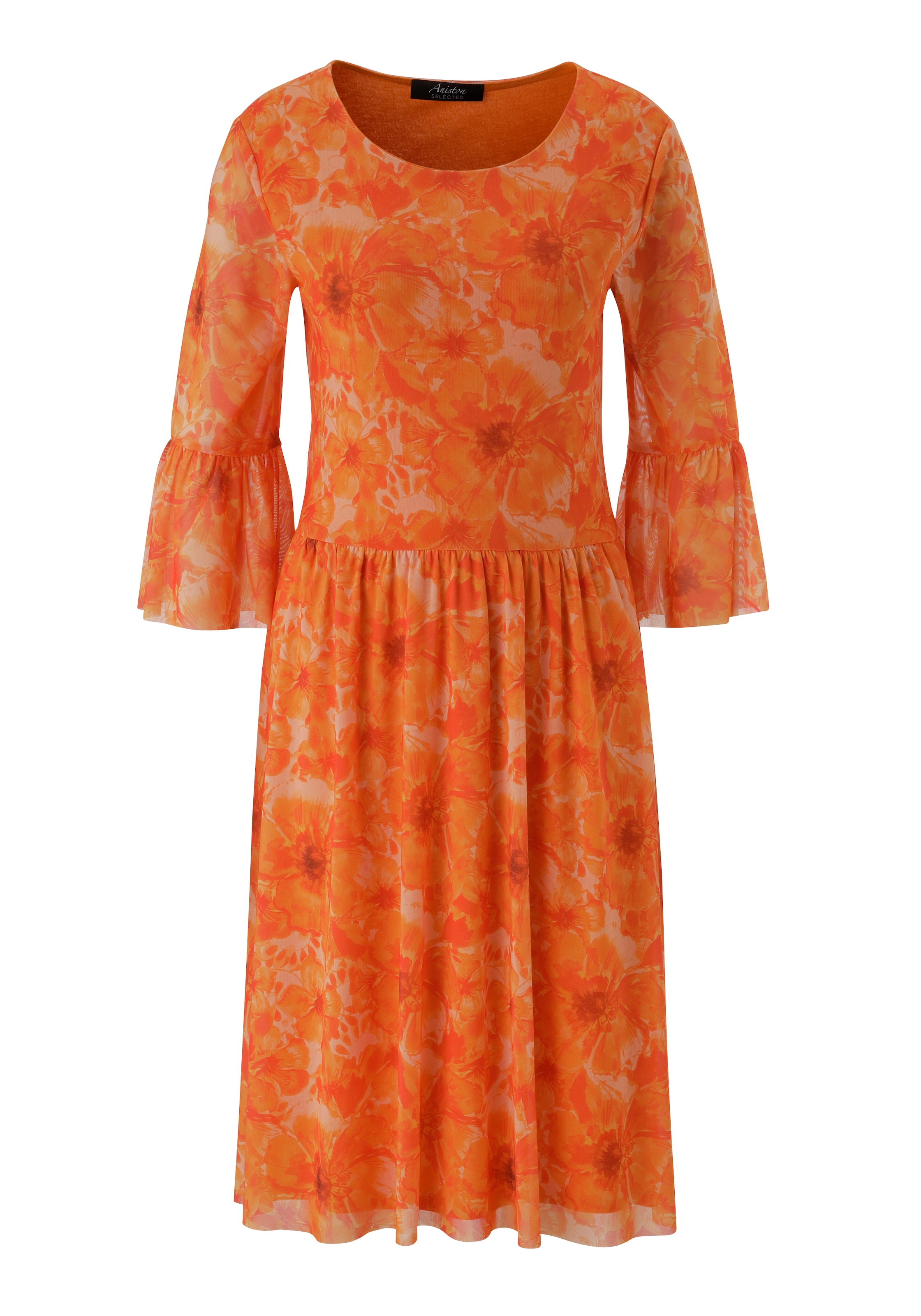 Aniston SELECTED Meshkleid mit großflächigen Batik-Blüten bedruckt - NEUE KOLLEKTION