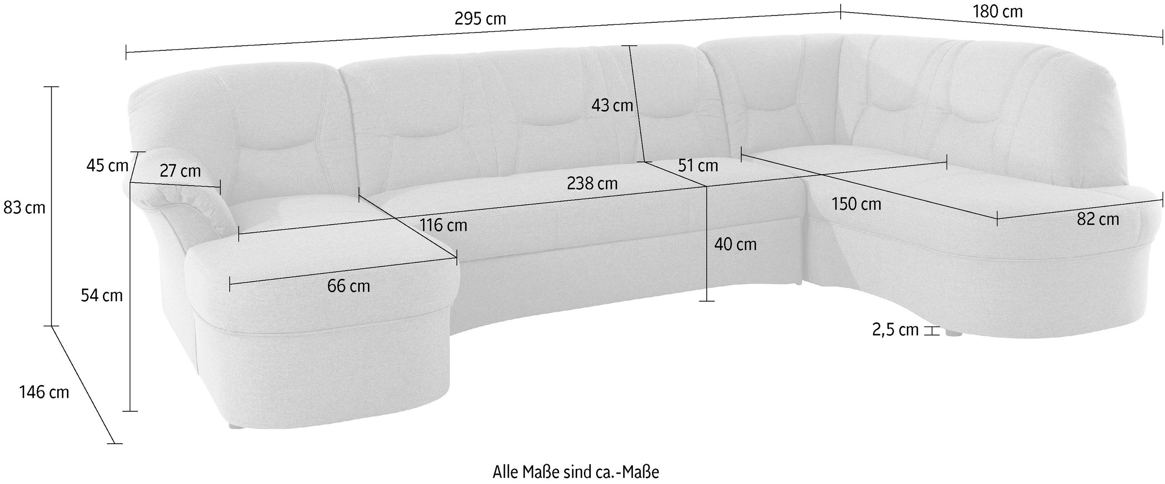 DOMO collection Wohnlandschaft »Sarafina, zeitlos und komfortabel, optional mit Federkern, U-Form«, wahlweise mit Bettfunktion