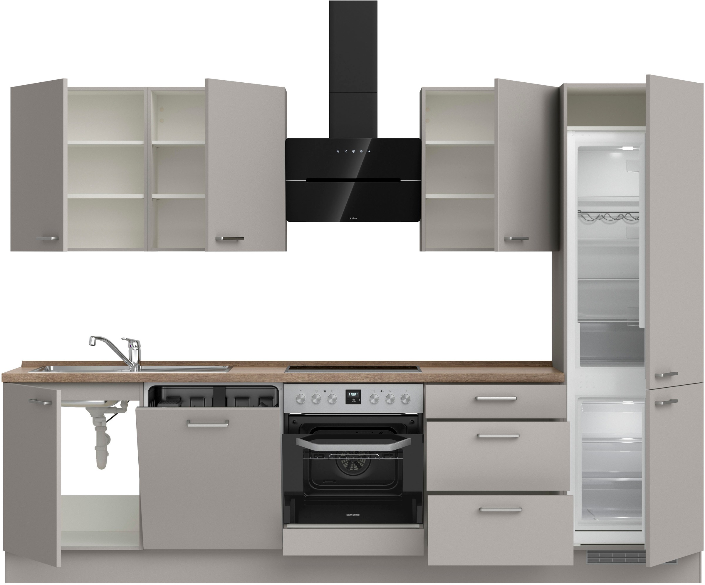 nobilia® Küchenzeile »"Touch II"«, vormontiert, Ausrichtung wählbar, Breite 300 cm, wahlw. mit E-Geräten