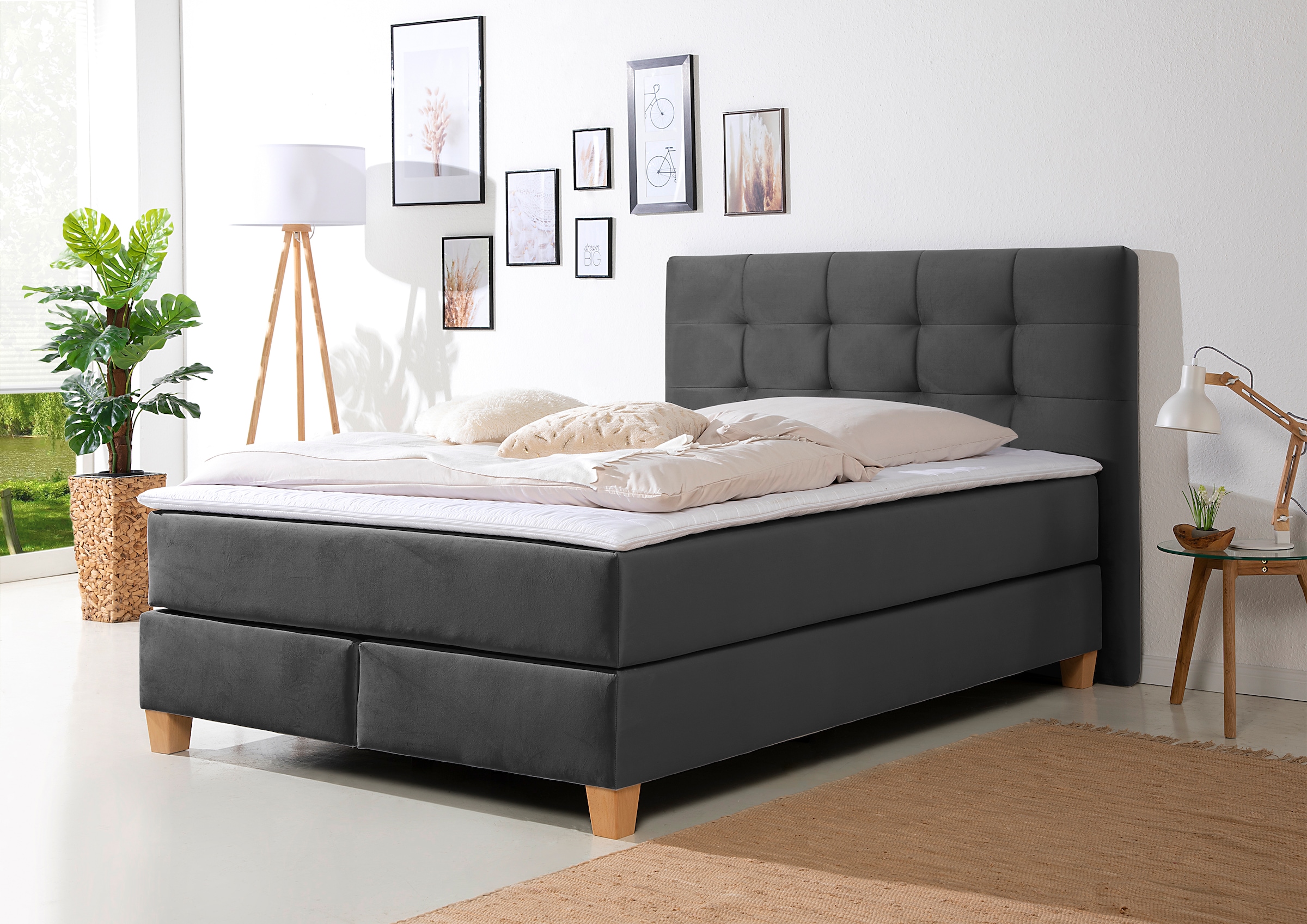 Home affaire Boxspringbett "Moulay" inkl. Topper, in Überlänge 220 cm, 3 Hä günstig online kaufen