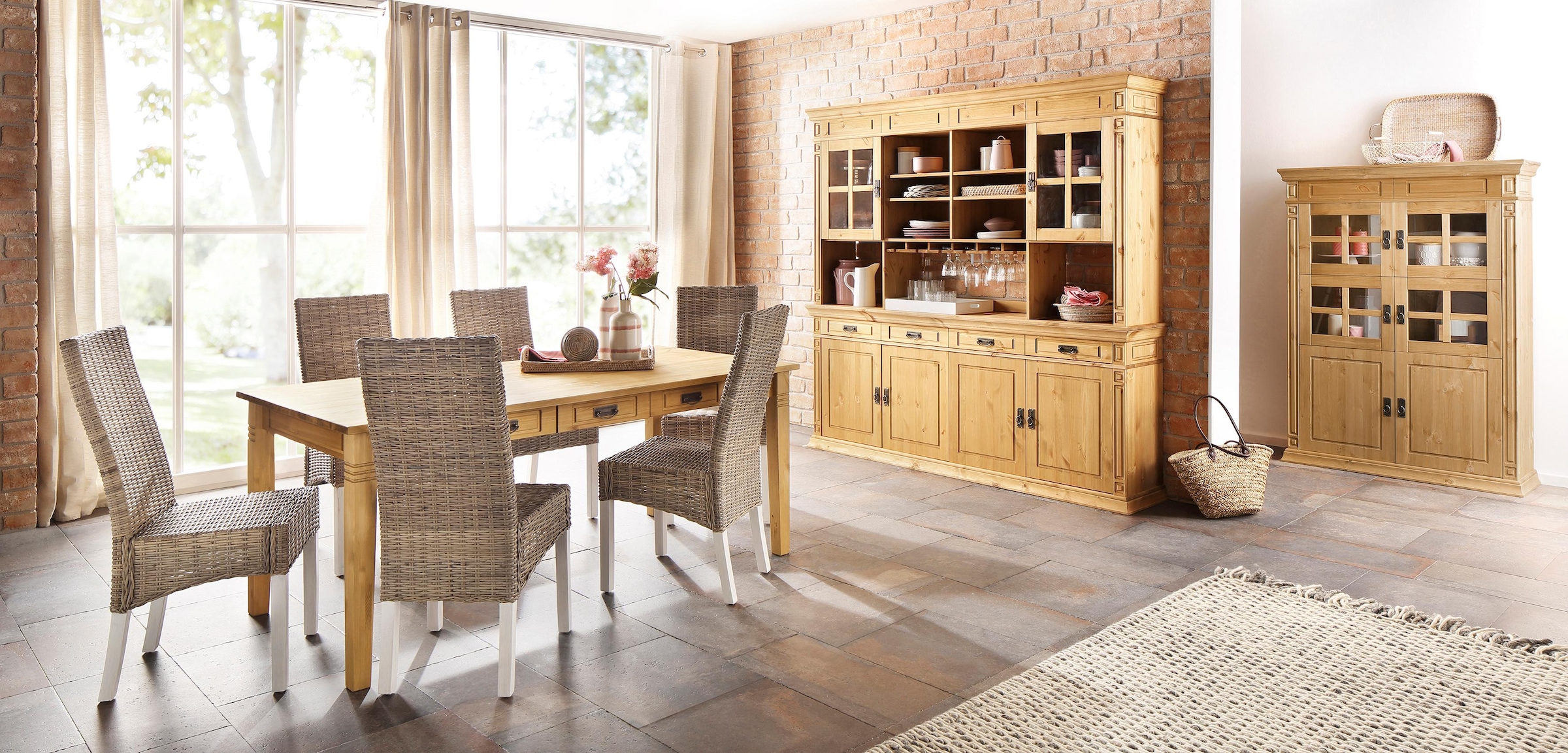 Sideboard Kommode im klassischen Landhausstil, Breite 202 cm günstig online kaufen