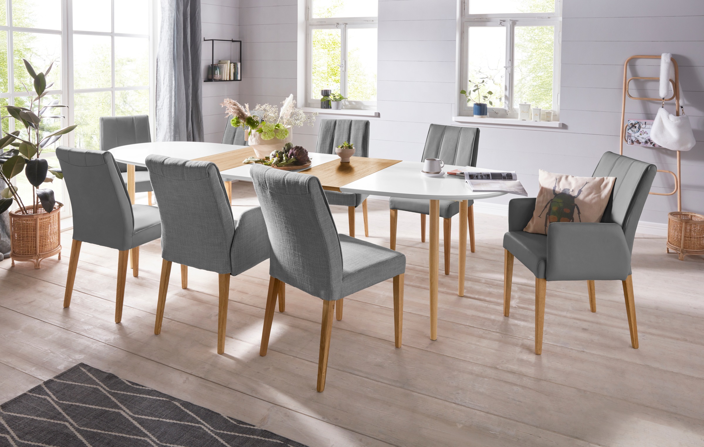 INOSIGN Esszimmerstuhl, (Set), 2 St., Struktur (100% Polyester), Rückenlehne mit Steppung