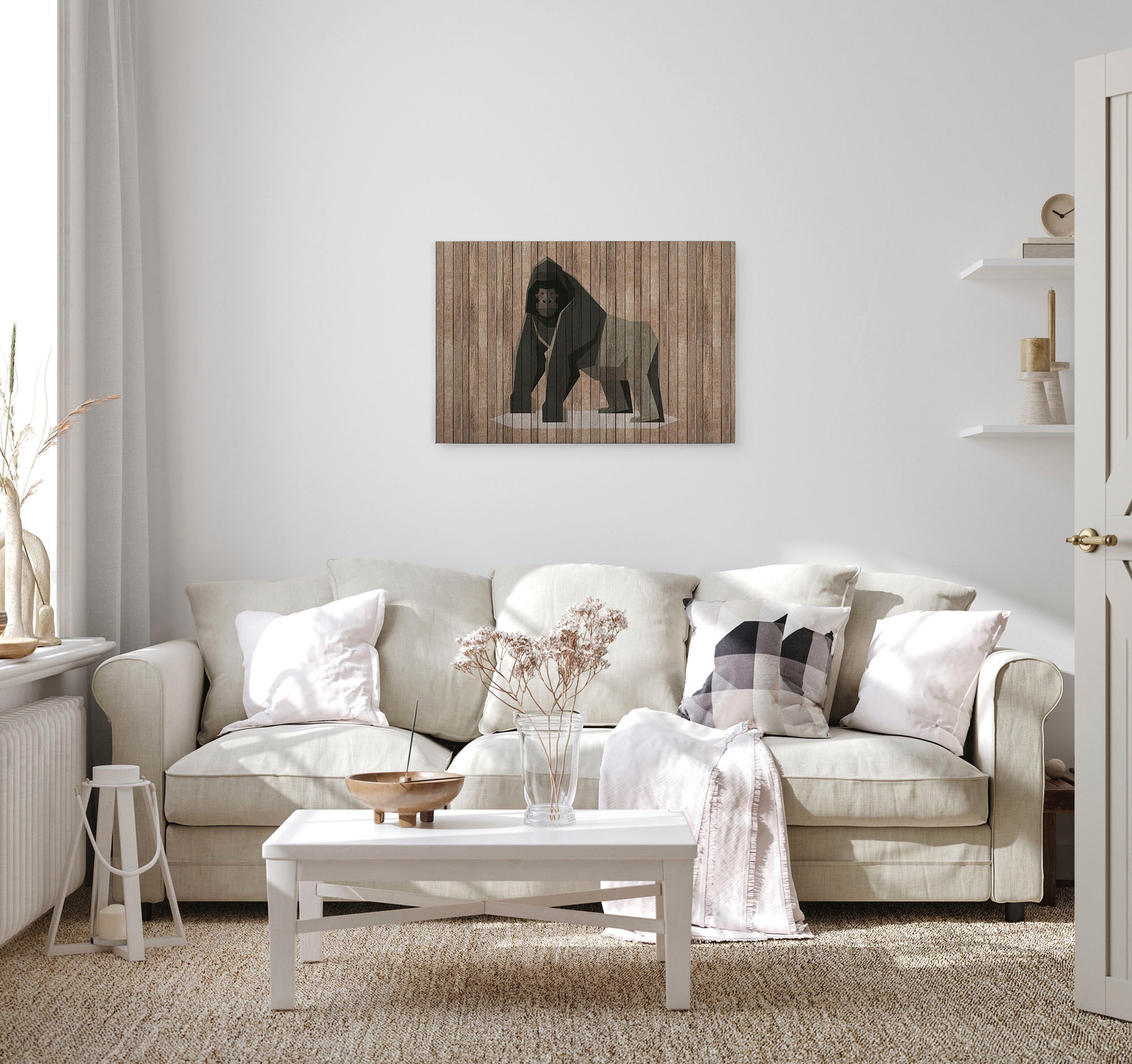 A.S. Création Leinwandbild »born to be wild 3«, Kunst-Tiere-Kinder, (1 St.), Keilrahmen Holzoptik Gorilla Tiere Leinwand-Bild Wohnzimmer modern