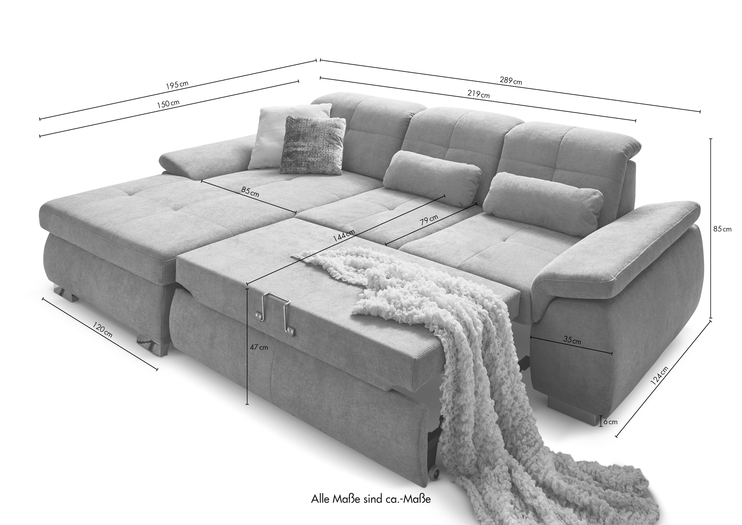 Die PlanBar Ecksofa »MP-IN16037 L-Form mit Kaltschaum-Polsterung«, mit Sitztiefenverstellung & Zierkissen