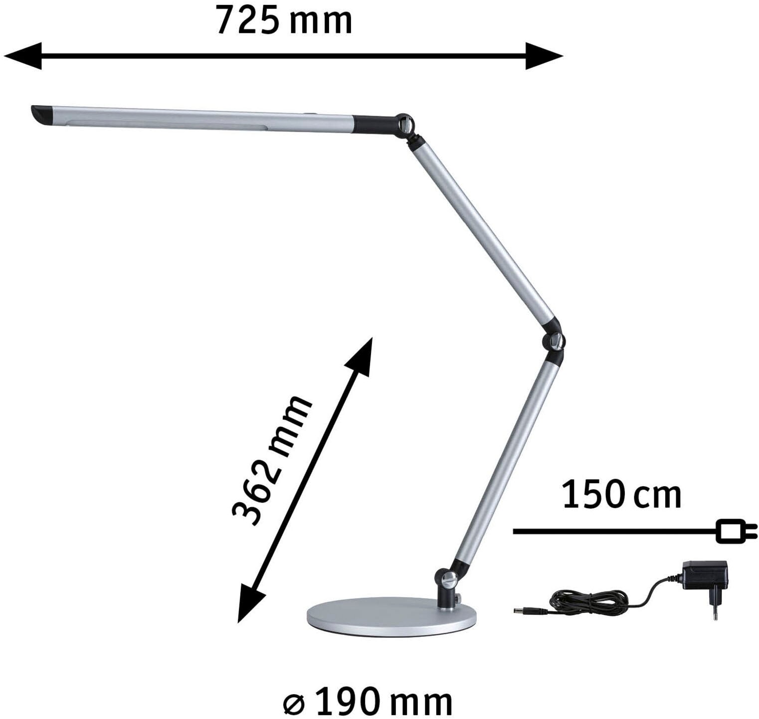 Paulmann LED Schreibtischlampe »LED Schreibtischleuchte 3-Step-Dim FlexBar White Switch Silber matt«, 1 flammig, mehrere Helligkeitsstufen, Farbwechsler, Farbsteuerung, Dimmer