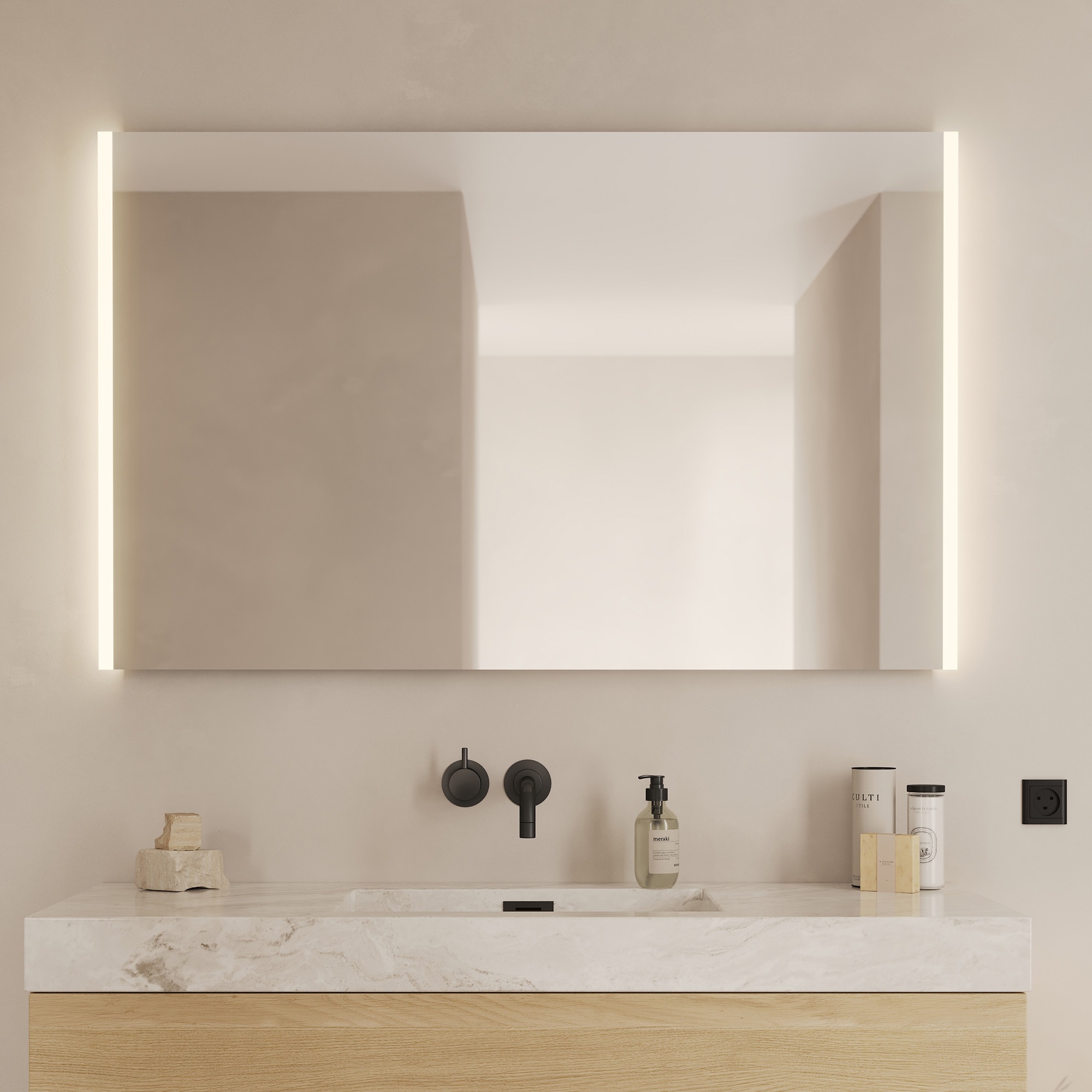 Loevschall LED-Lichtspiegel »Lago Quadratisch, Badzimmerspiegel mit LED Bel günstig online kaufen