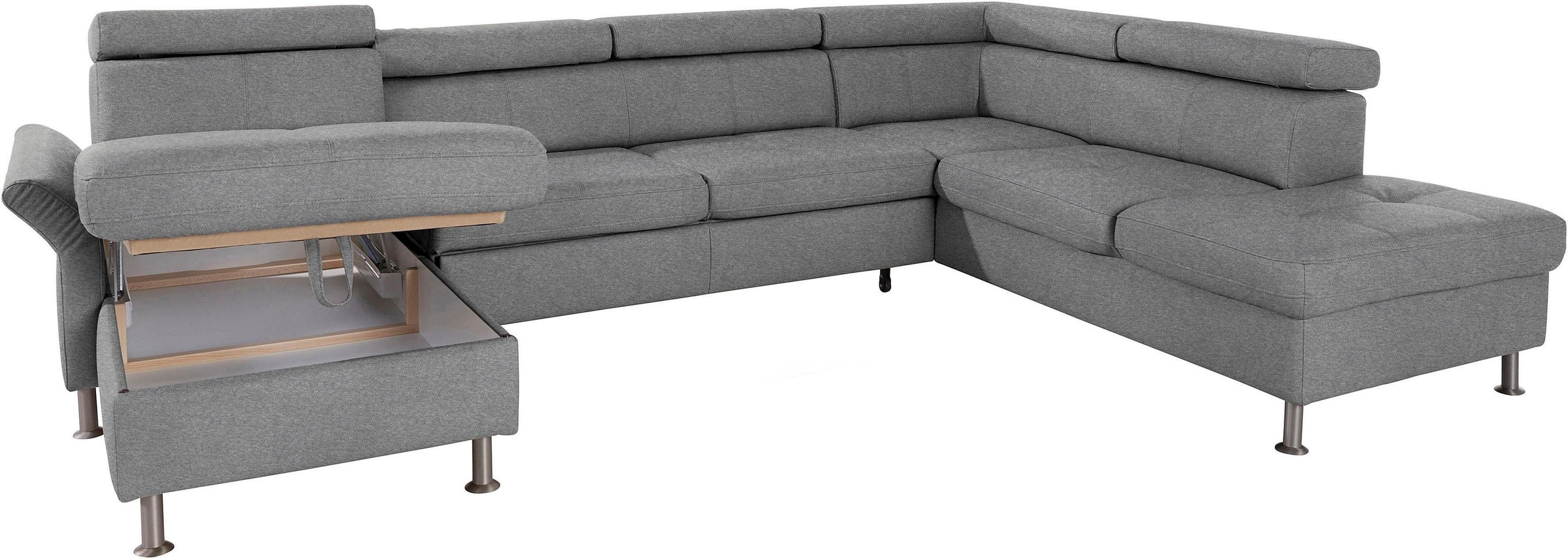 exxpo - sofa fashion Wohnlandschaft »Maretto, bequem und komfortabel, aufwendige Sitzsteppung, U-Form«, inkl. Kopfteilverstellung für mehr Sitzkomfort, wahlweise Bettfunktion