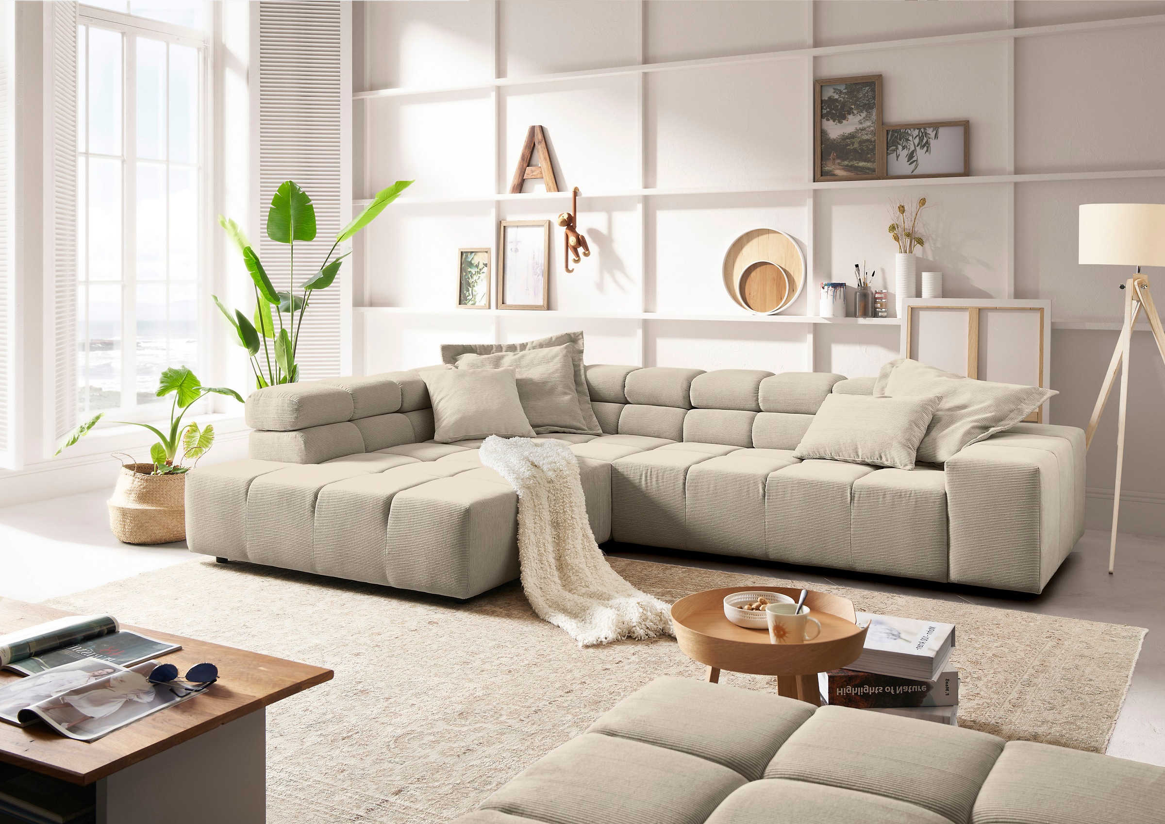 INOSIGN Ecksofa »Ancona incl. Kopfteilverstellung, OTTOs Choice, Breite 319cm, L-Form«, wahlweise motorische Sitztiefenverstellung, auch in Cord + Easy Care