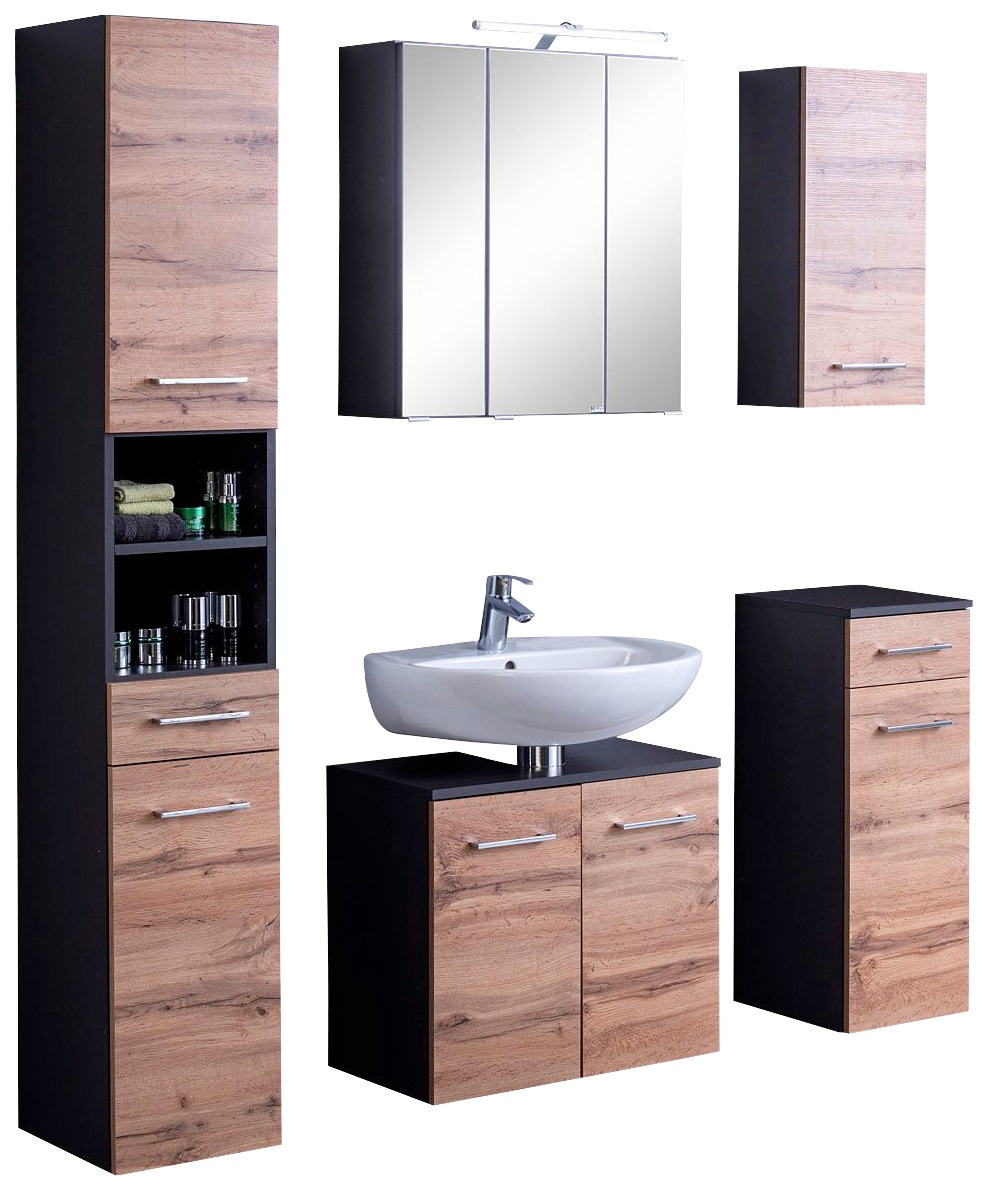 welltime Badmöbel-Set »Avignon«, (5 St.), mit 3D-Spiegelschrank mit LED-Auf günstig online kaufen