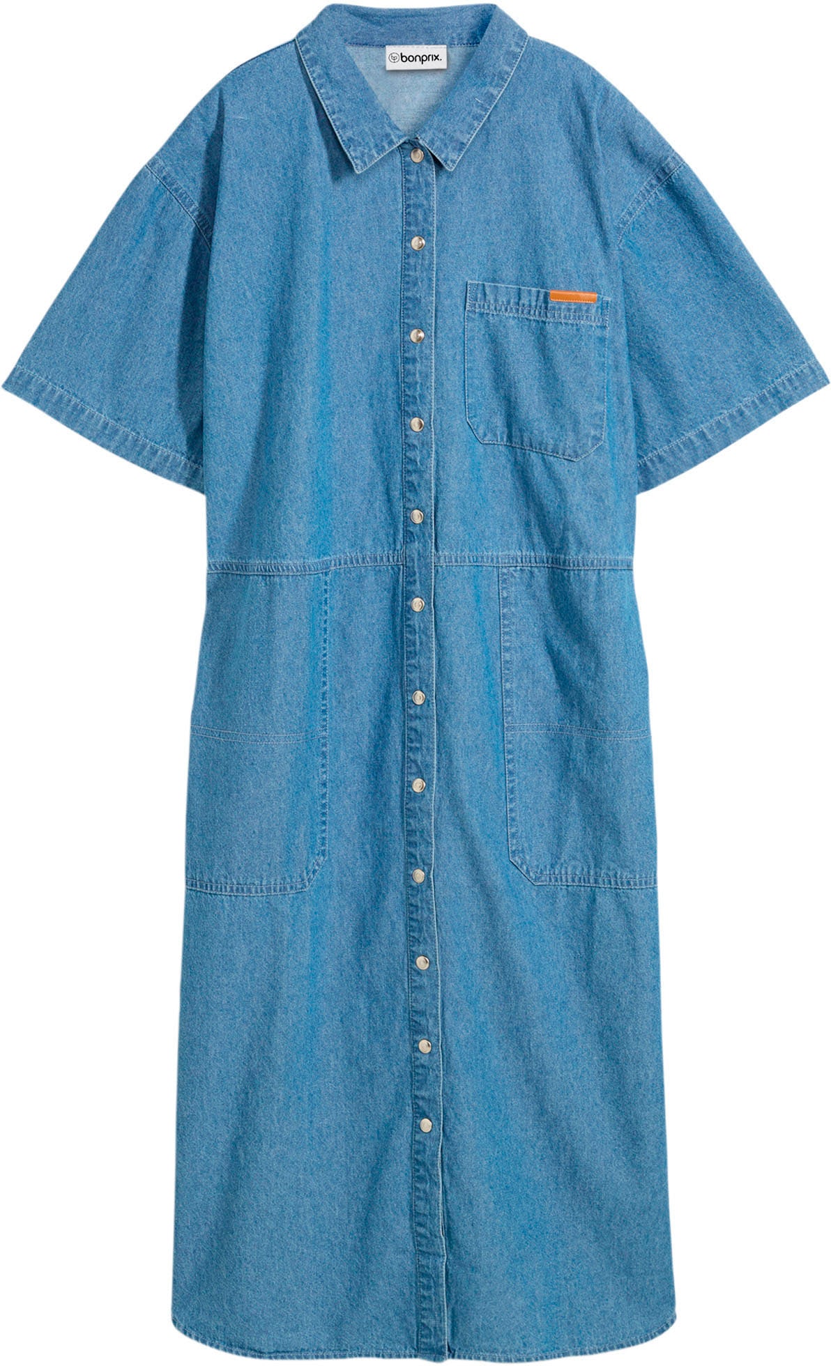 bonprix Jeanskleid »Jeanskleid, Oversized« Brusttasche für lässigen Look, aus Baumwolle, Oversize-Passform