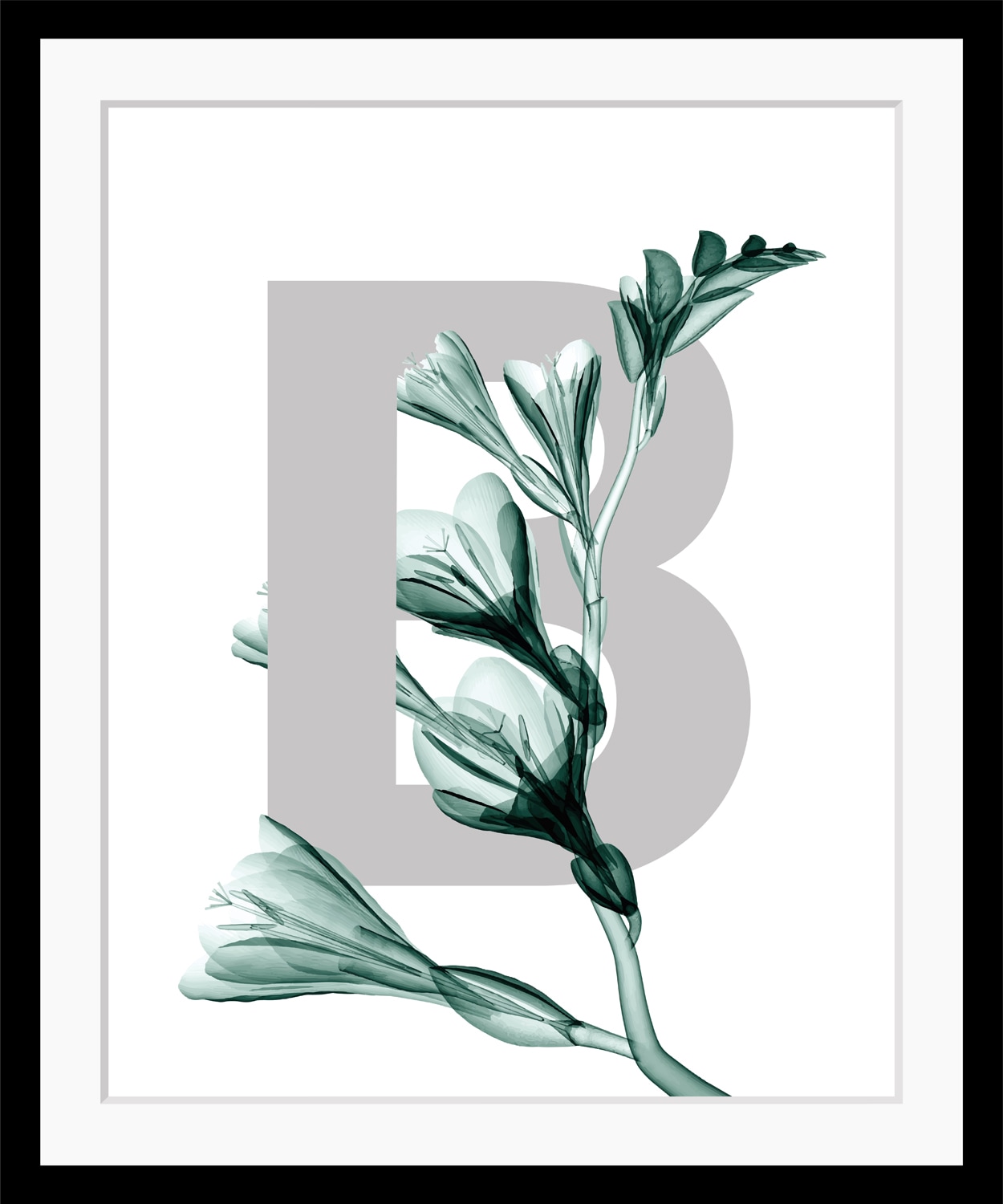 queence Bild »B-Flower 2.0«, Buchstaben, Blume, Blätter, gerahmt günstig online kaufen