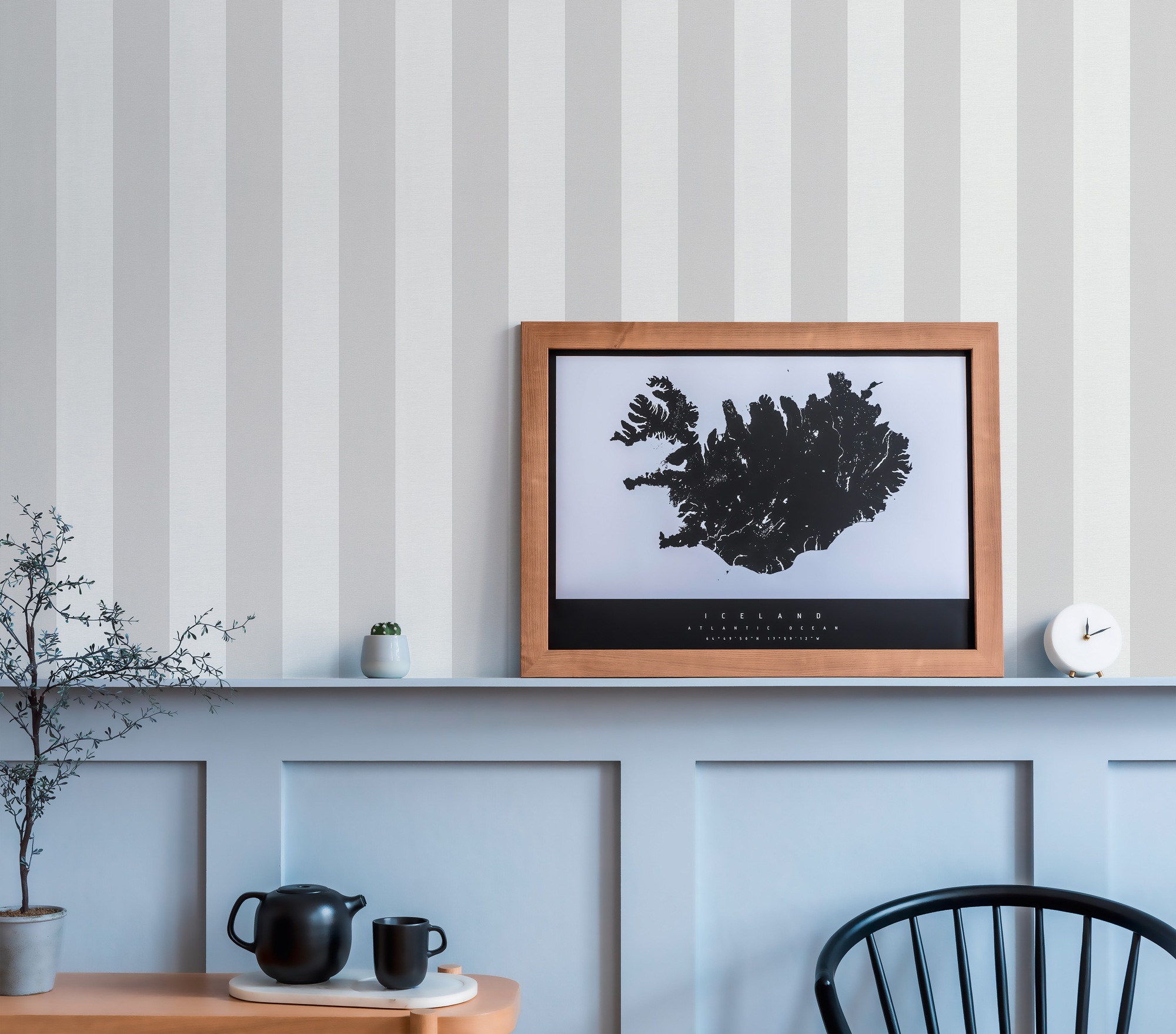 A.S. Création Vliestapete »Landhaustapete mit Streifen«, matt-gemustert-neutral, Babyblau Tapeten Wohnzimmer Schlafzimmer Küche modern Flur Design Büro