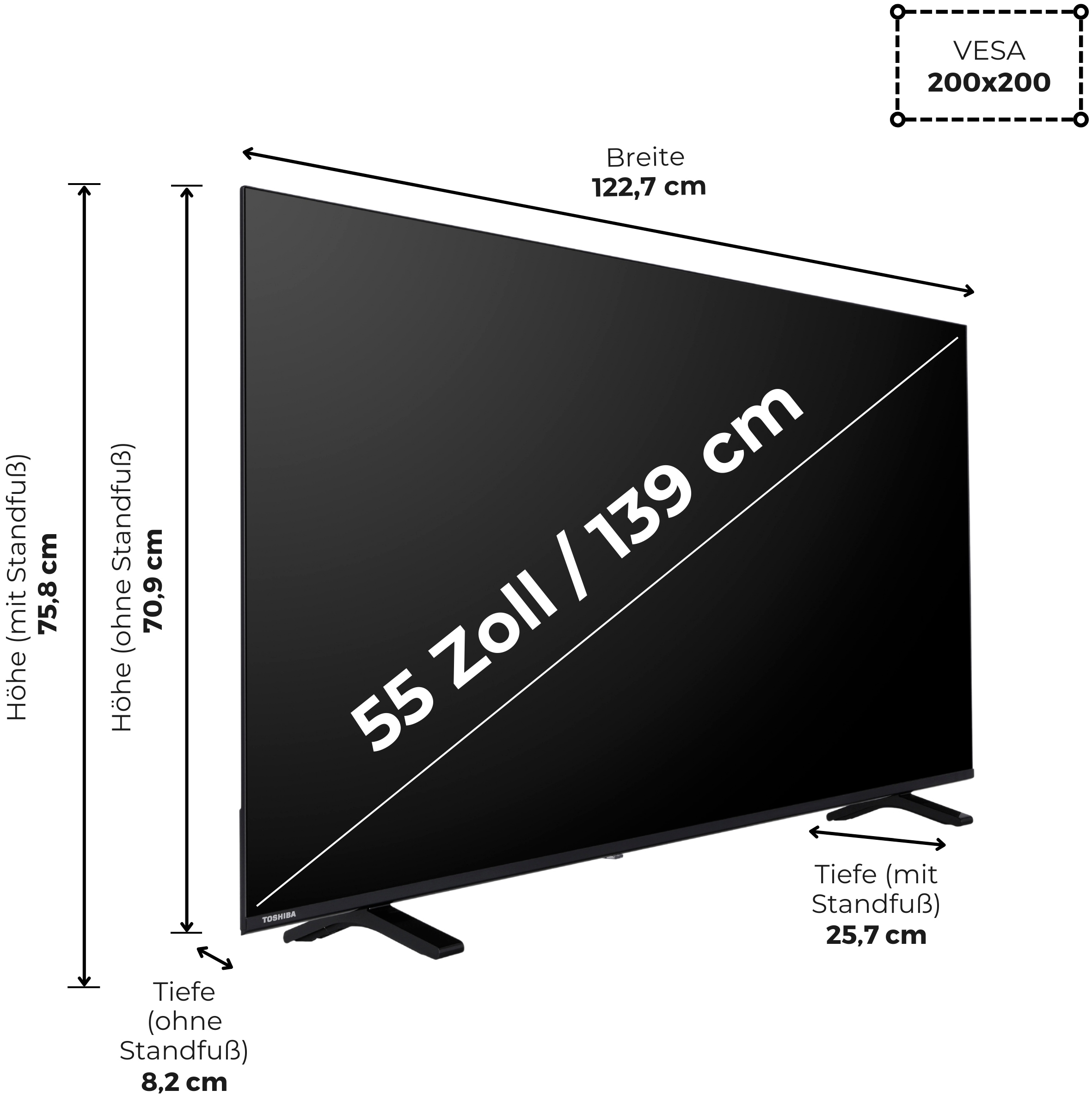 Toshiba LED-Fernseher »55QV1563DDW« 139 cm/55 ″ Smart-TV