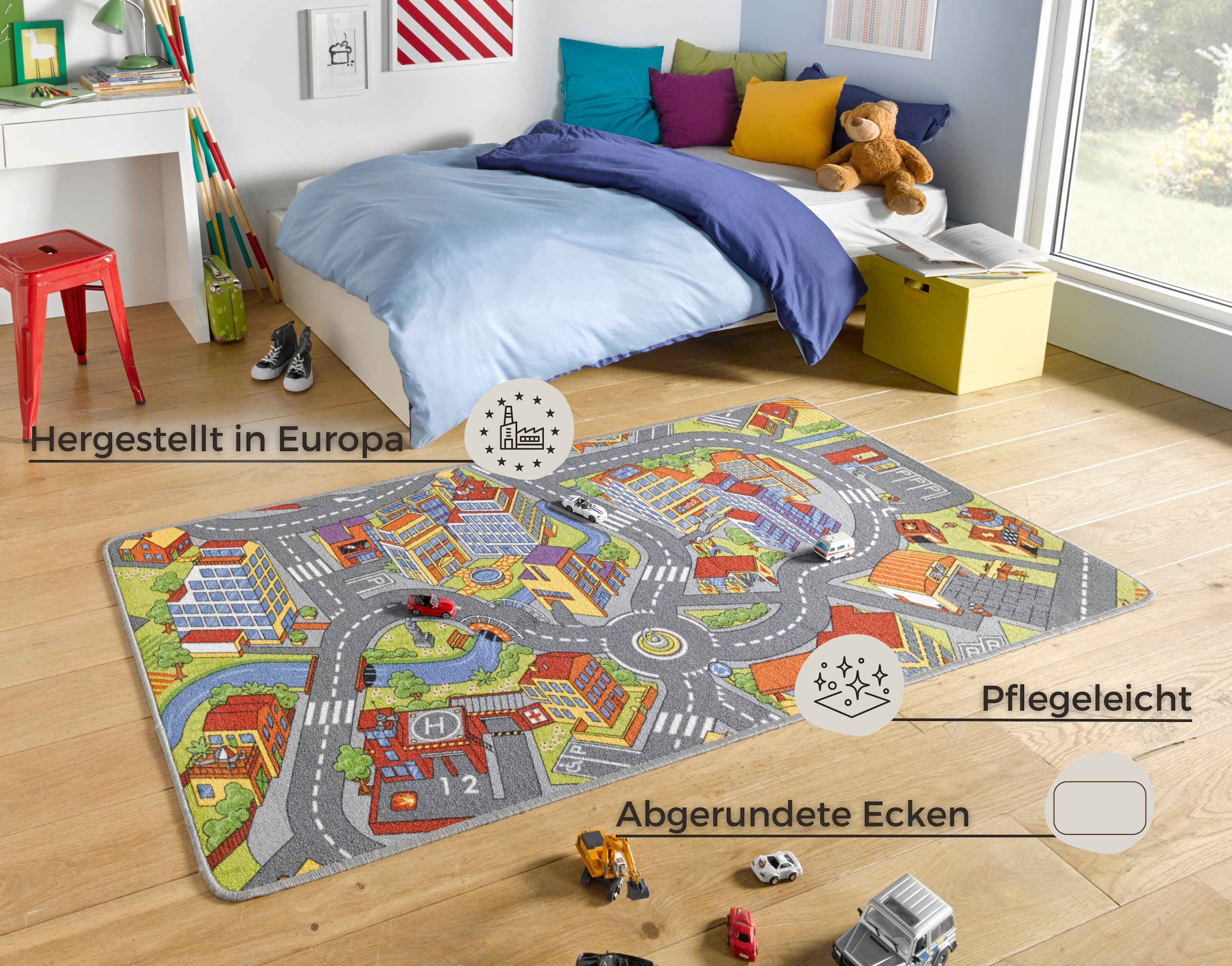 HANSE Home Kinderteppich »Smart City«, rechteckig, 0,65 mm Höhe, Kurzflor, günstig online kaufen