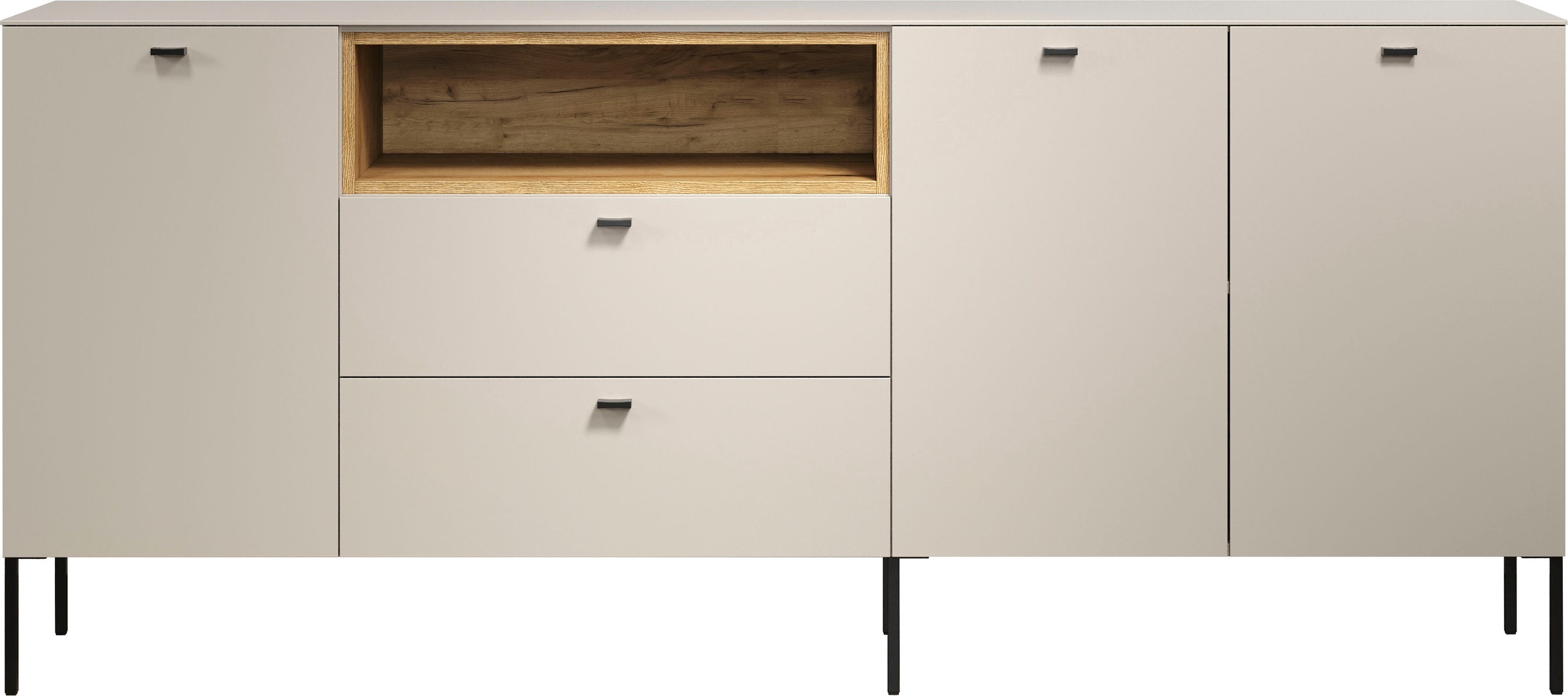 Places of Style Sideboard »San Pedro«, (1 St.), Anrichte mit Griffen und Füßen aus Metall - (B/T/H) 197/42/85 cm