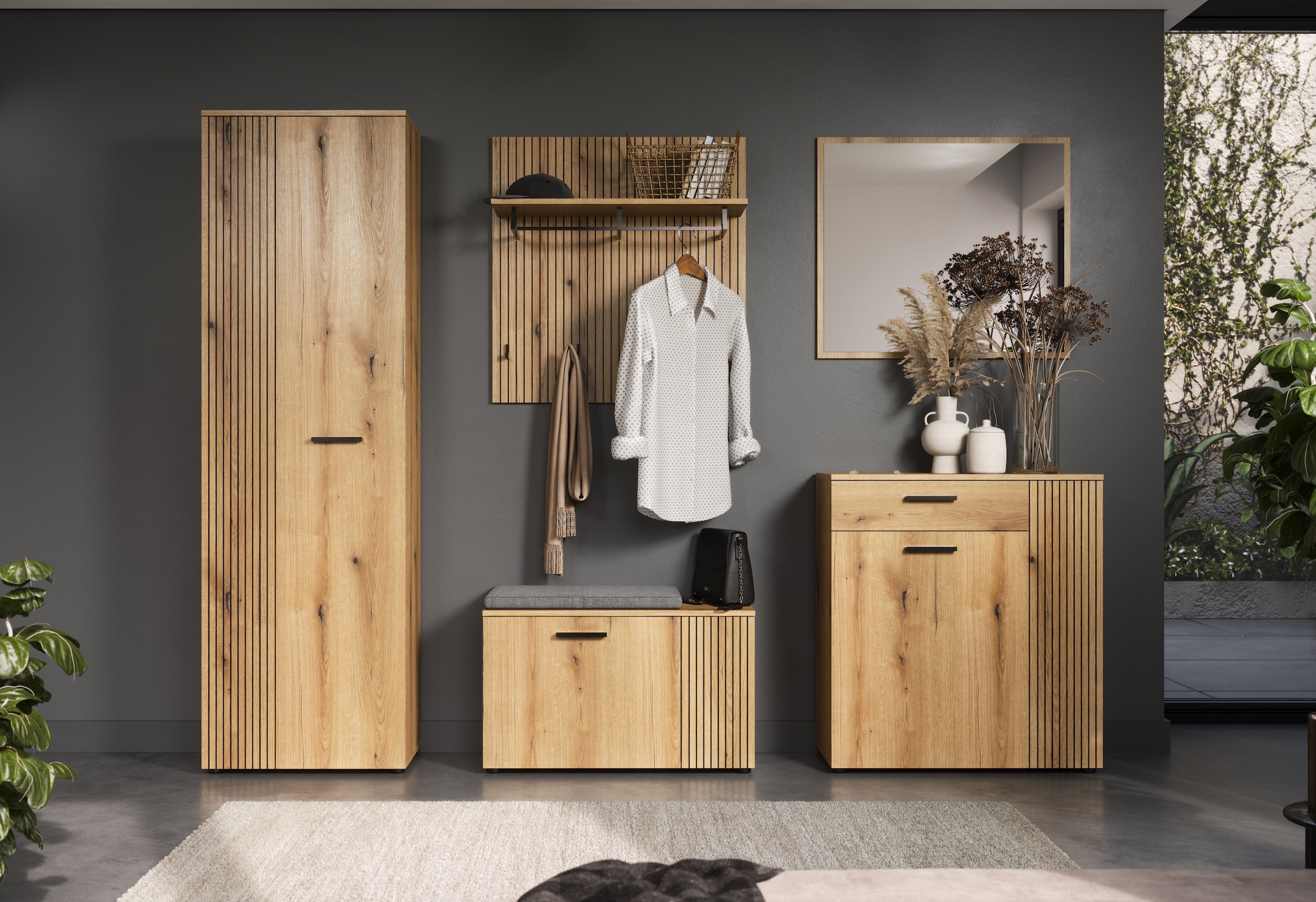 Home affaire Garderobenschrank »Amrum« 1 Stk. tlg. Garderobenschrank mit 2 Türen & 1 Kleiderstange – (B/T/H) 60/36/196 cm