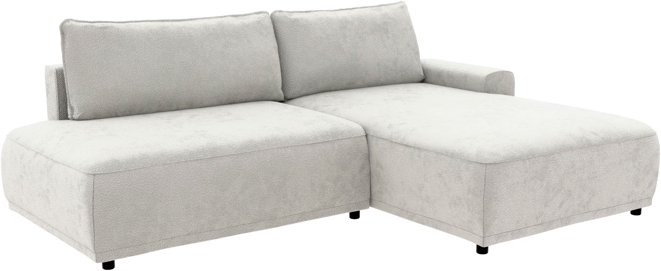 TRENDMANUFAKTUR Ecksofa »Fordon II, Schlafsofa mit Bettkasten, Couch in L-Form, Breite 250 cm«, in Struktur fein LEO, haustierfreundlich, wollweiß, Armlehne rechts