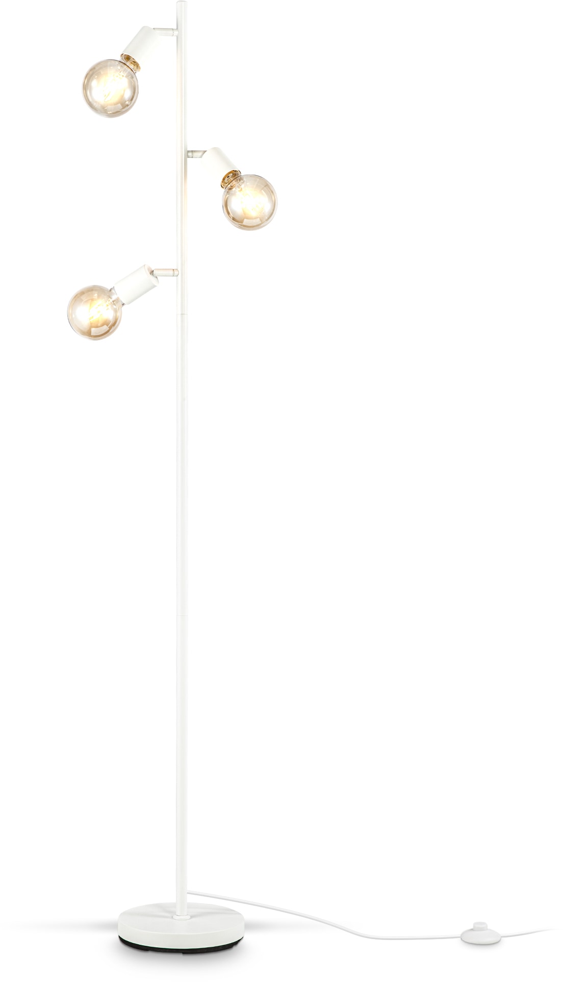 B.K.Licht Stehlampe, 3 flammig-flammig, Stehleuchte, 3-flammig, E27, Schwenkbar, Retro, Fußschalter, Metall